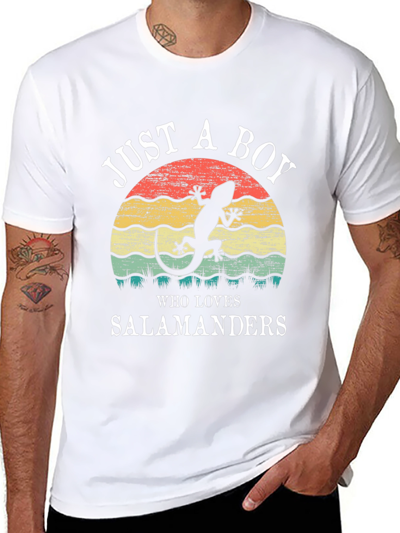 Boy Who Loves Salamanders T-Shirt Retro Style Tee