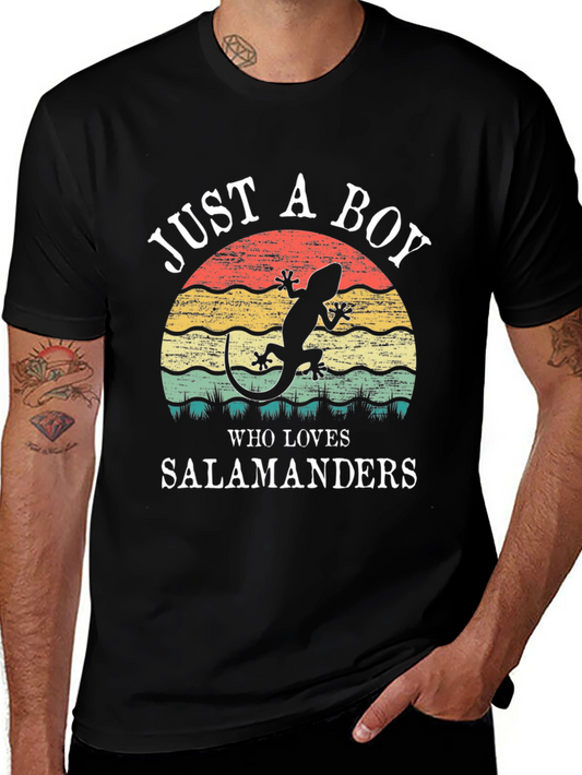 Boy Who Loves Salamanders T-Shirt Retro Style Tee