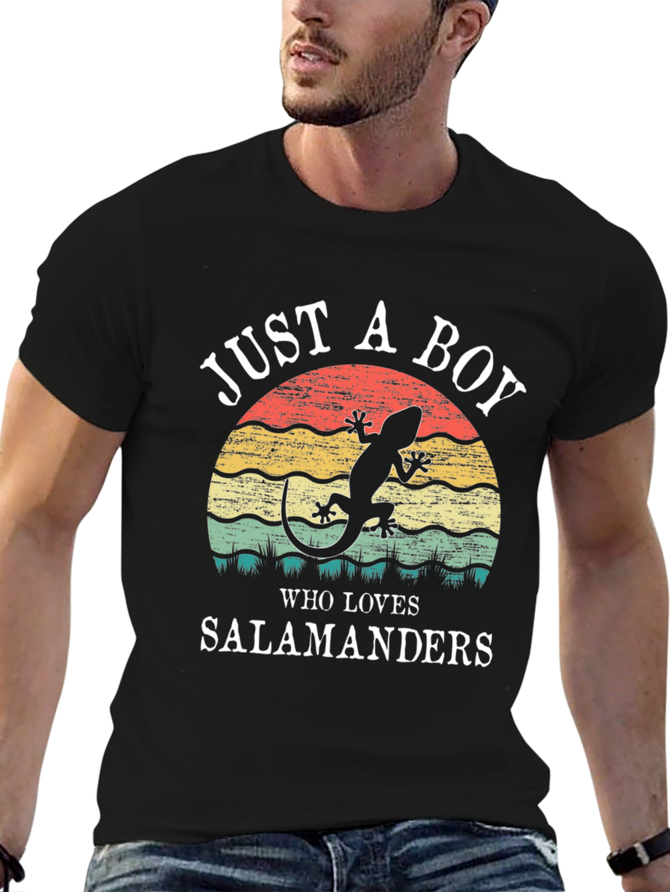 Boy Who Loves Salamanders T-Shirt Retro Style Tee