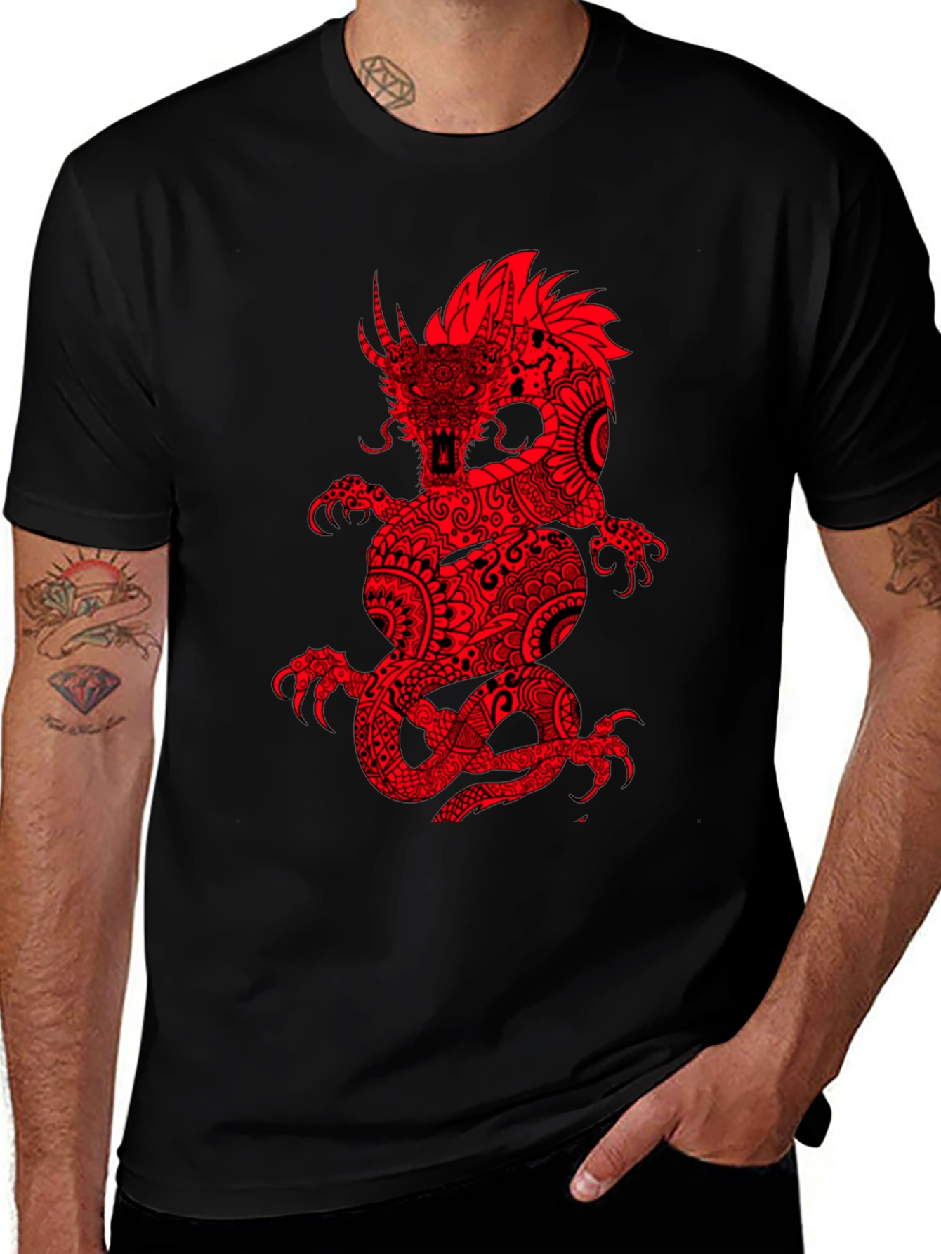 Red Dragon Graphic Black T-Shirt