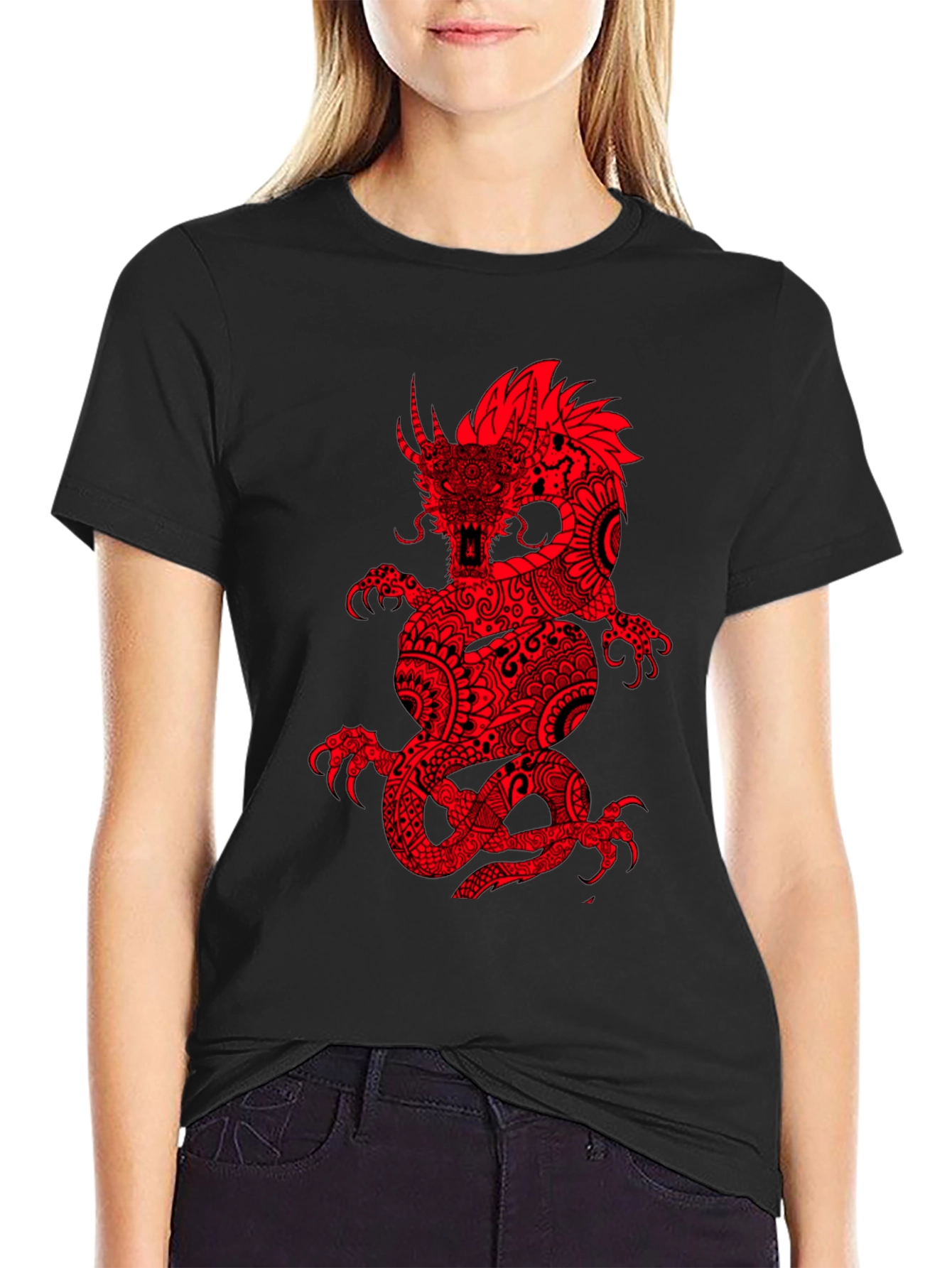 Red Dragon Graphic Black T-Shirt