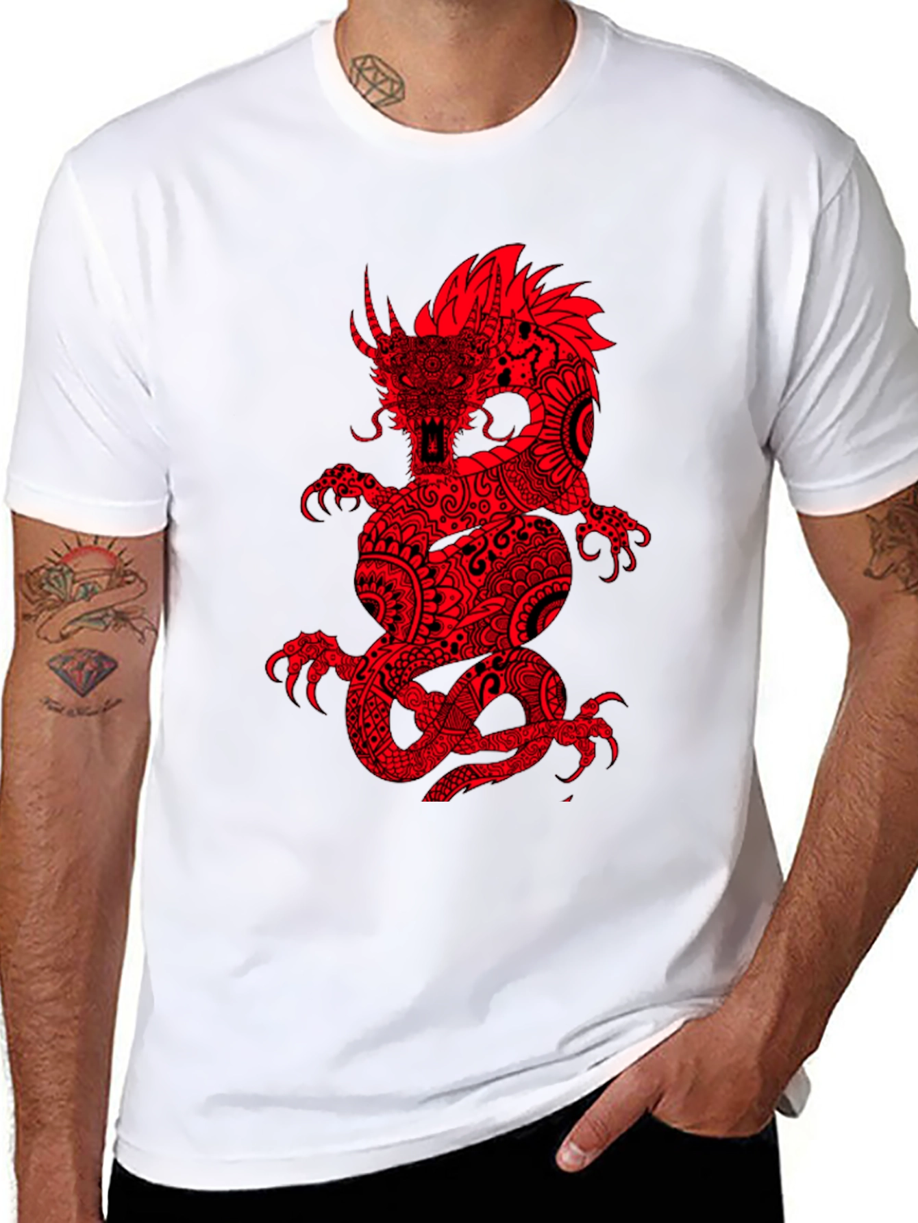 Red Dragon Graphic Black T-Shirt