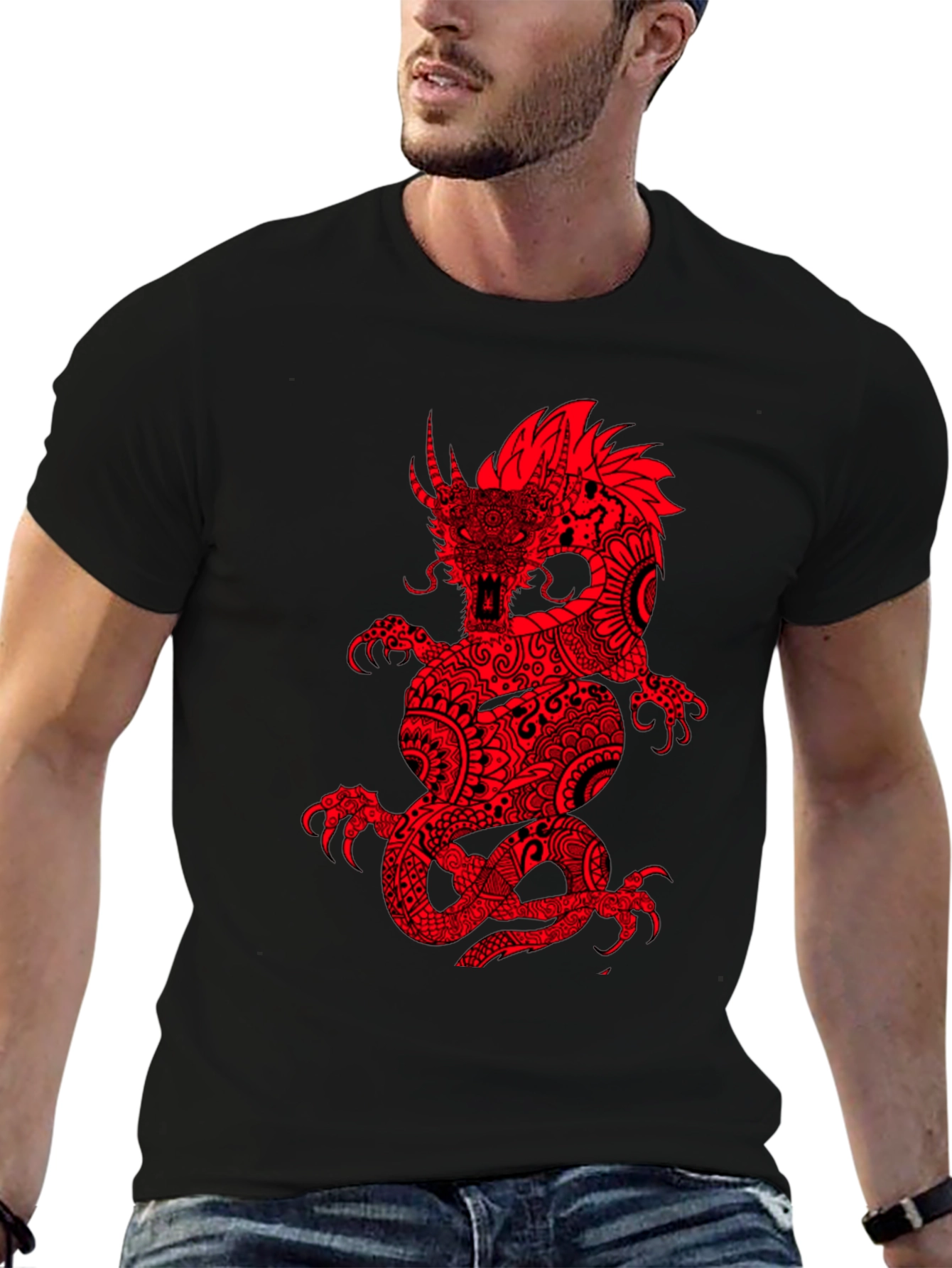 Red Dragon Graphic Black T-Shirt