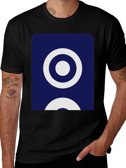 Stylish Black Tee with Geometric Circle Design