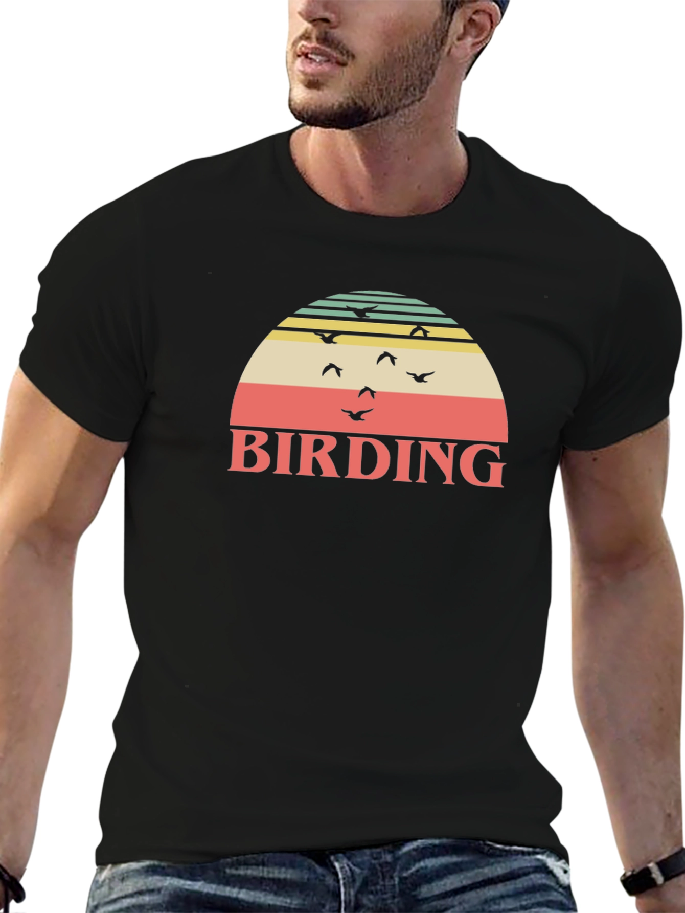 Birding Sunset Graphic T-Shirt - Nature Lover Apparel