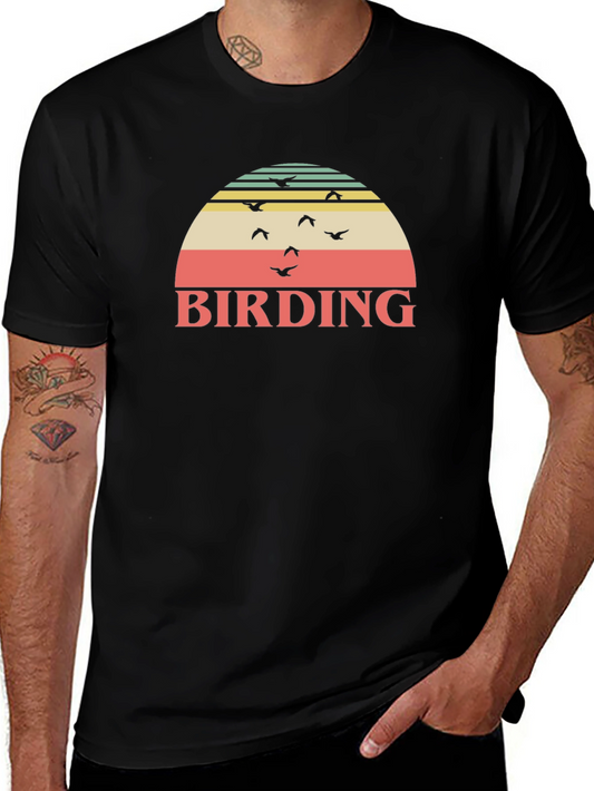 Birding Sunset Graphic T-Shirt - Nature Lover Apparel
