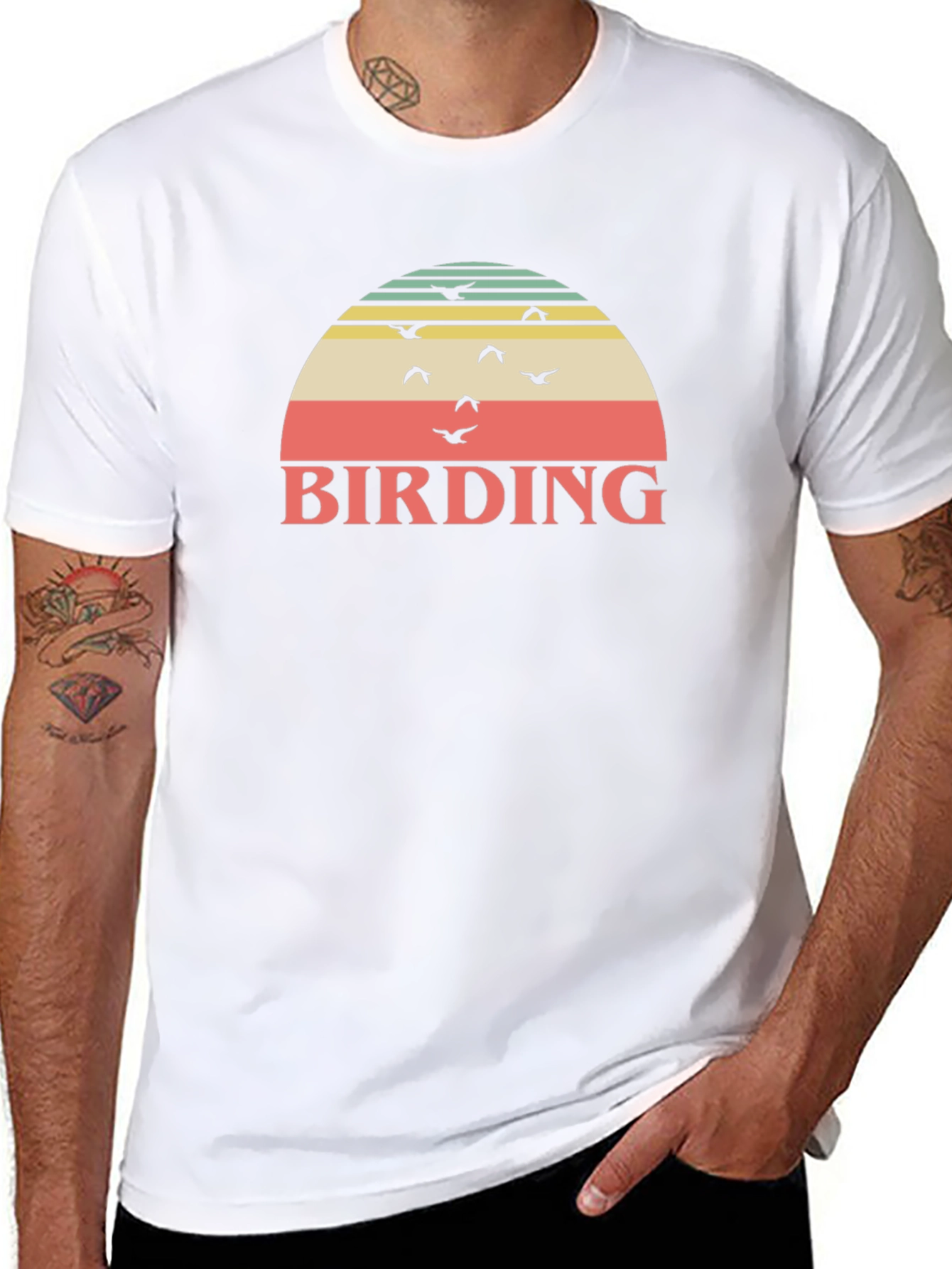 Birding Sunset Graphic T-Shirt - Nature Lover Apparel
