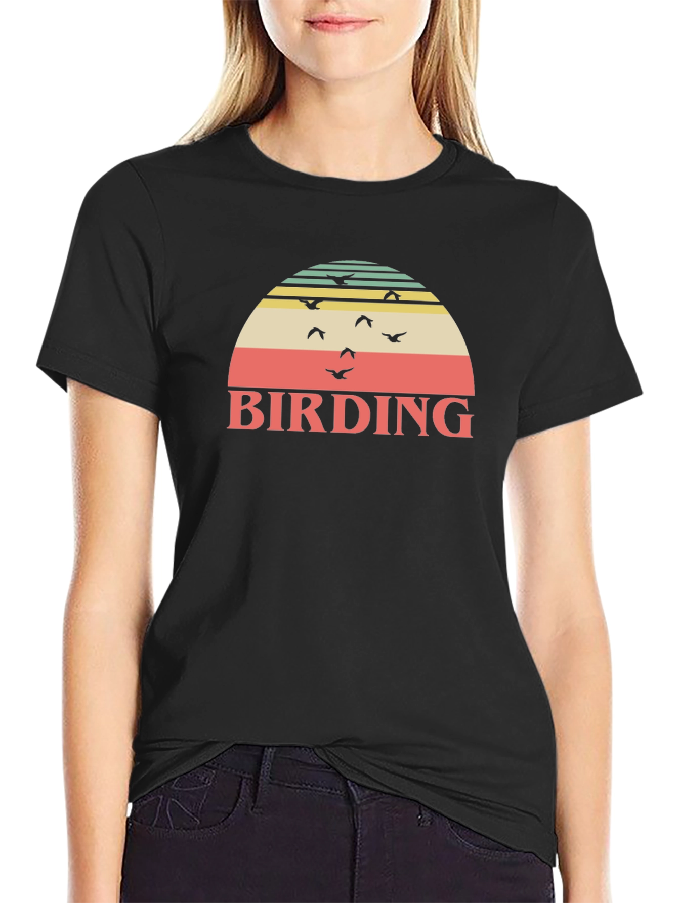 Birding Sunset Graphic T-Shirt - Nature Lover Apparel