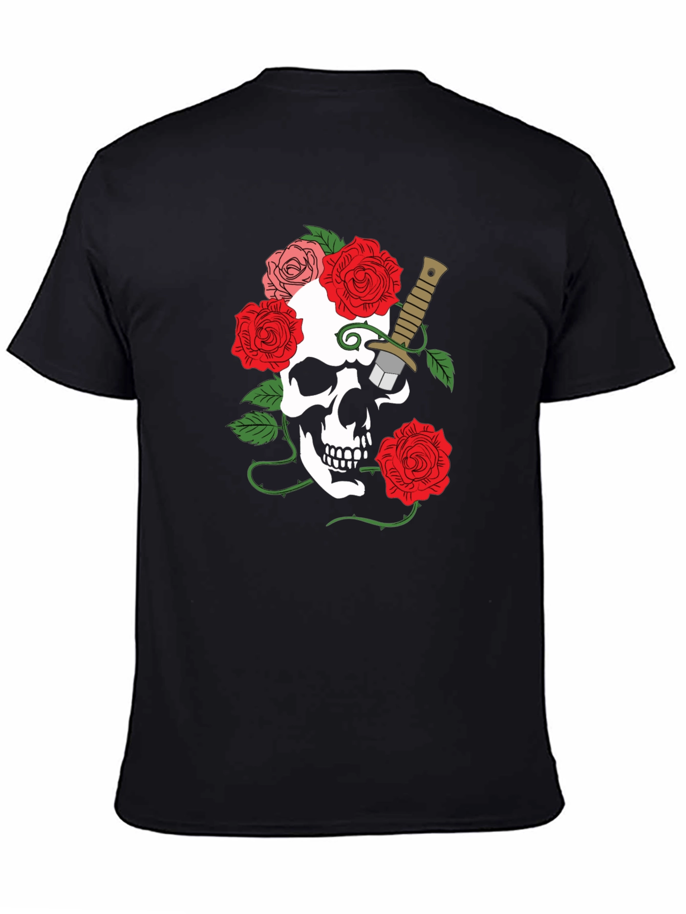 Skull & Roses Graphic Tee - Mens Black T-Shirt