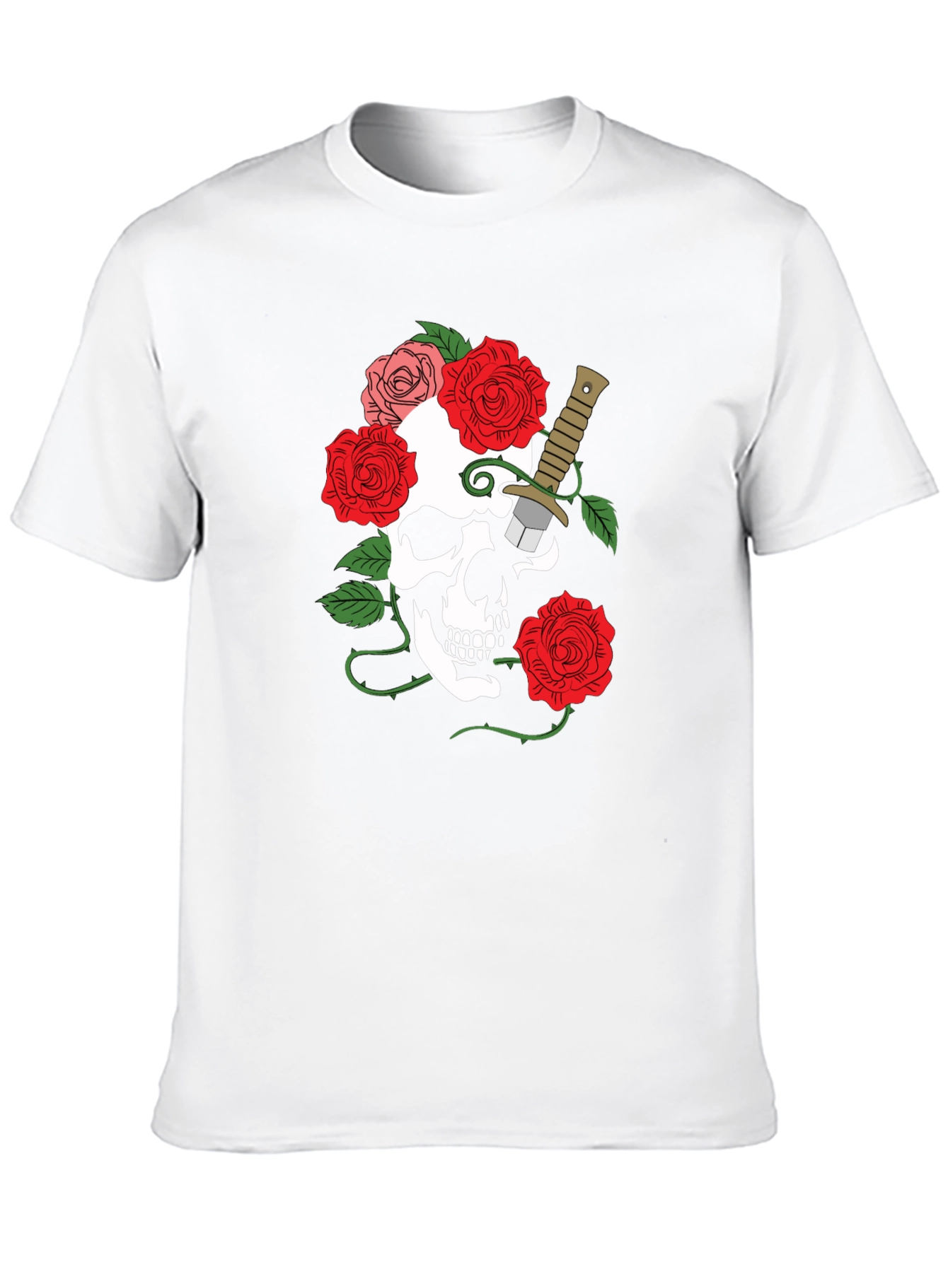 Skull & Roses Graphic Tee - Mens Black T-Shirt