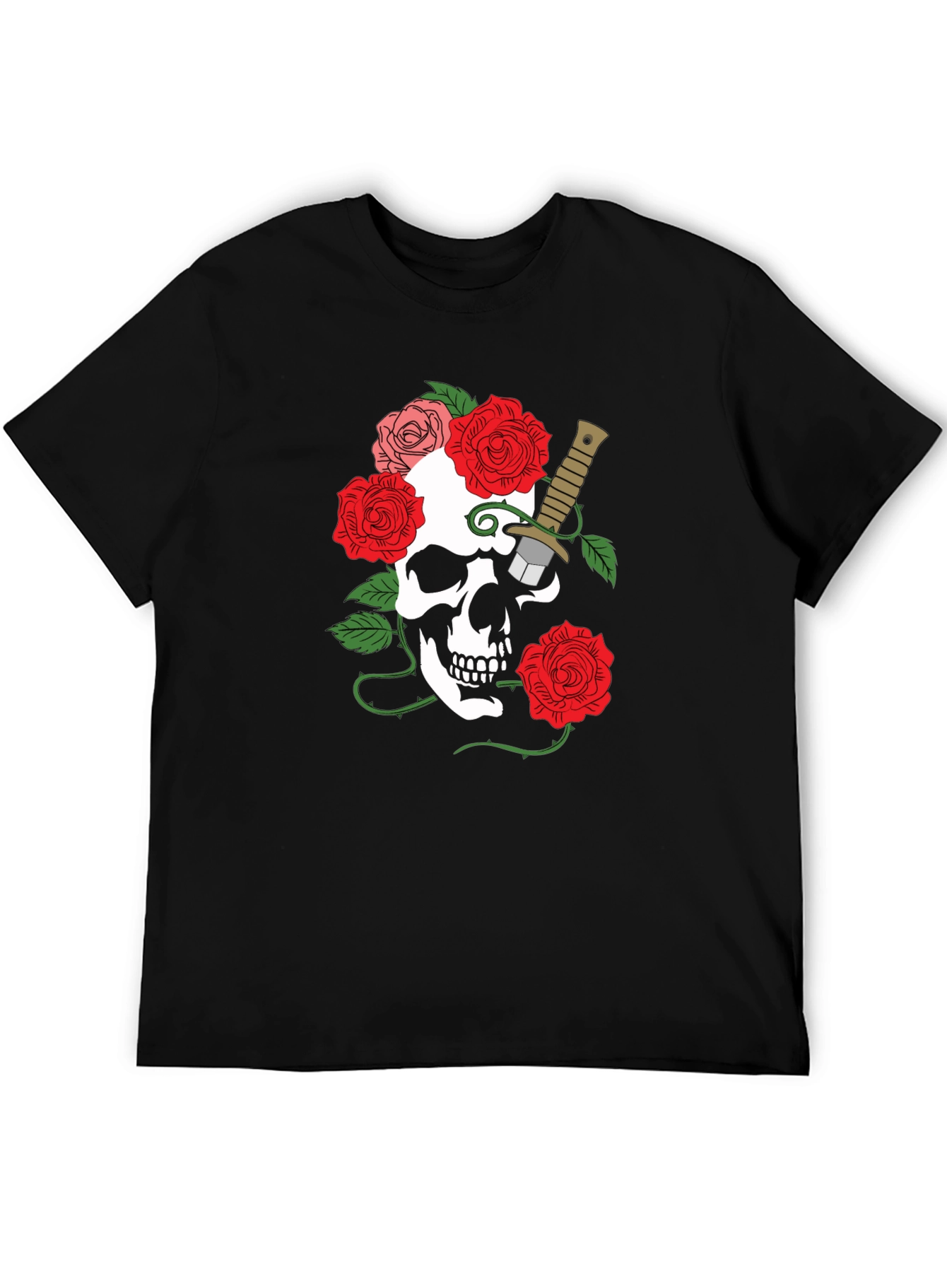 Skull & Roses Graphic Tee - Mens Black T-Shirt