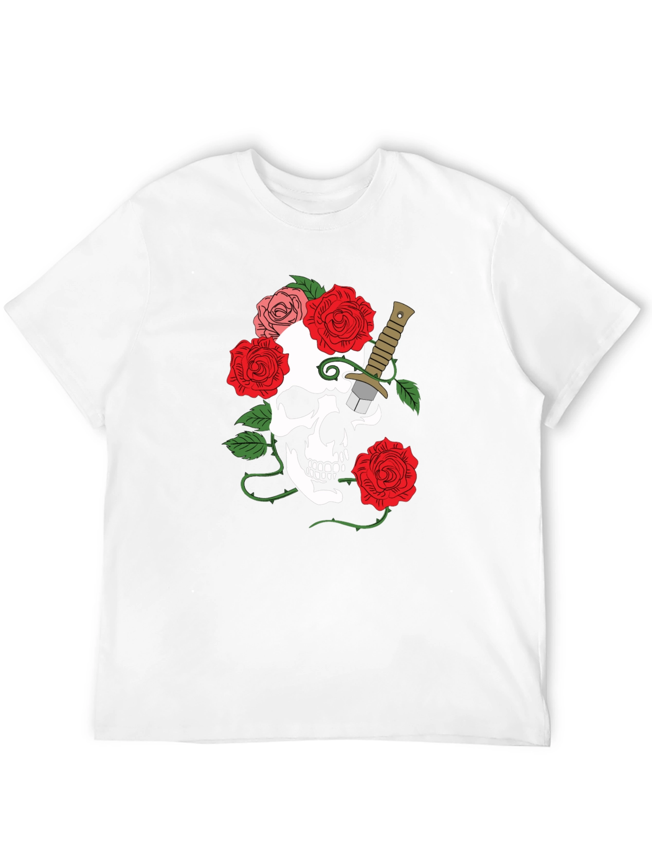 Skull & Roses Graphic Tee - Mens Black T-Shirt
