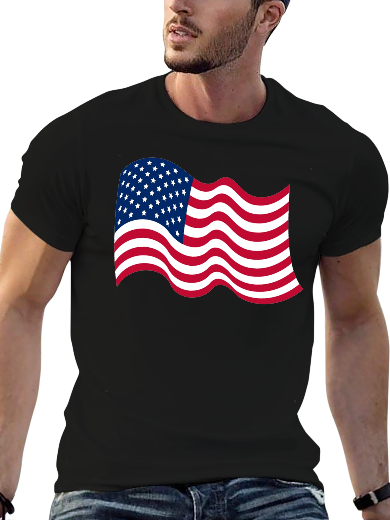American Flag Wavy Graphic Tee