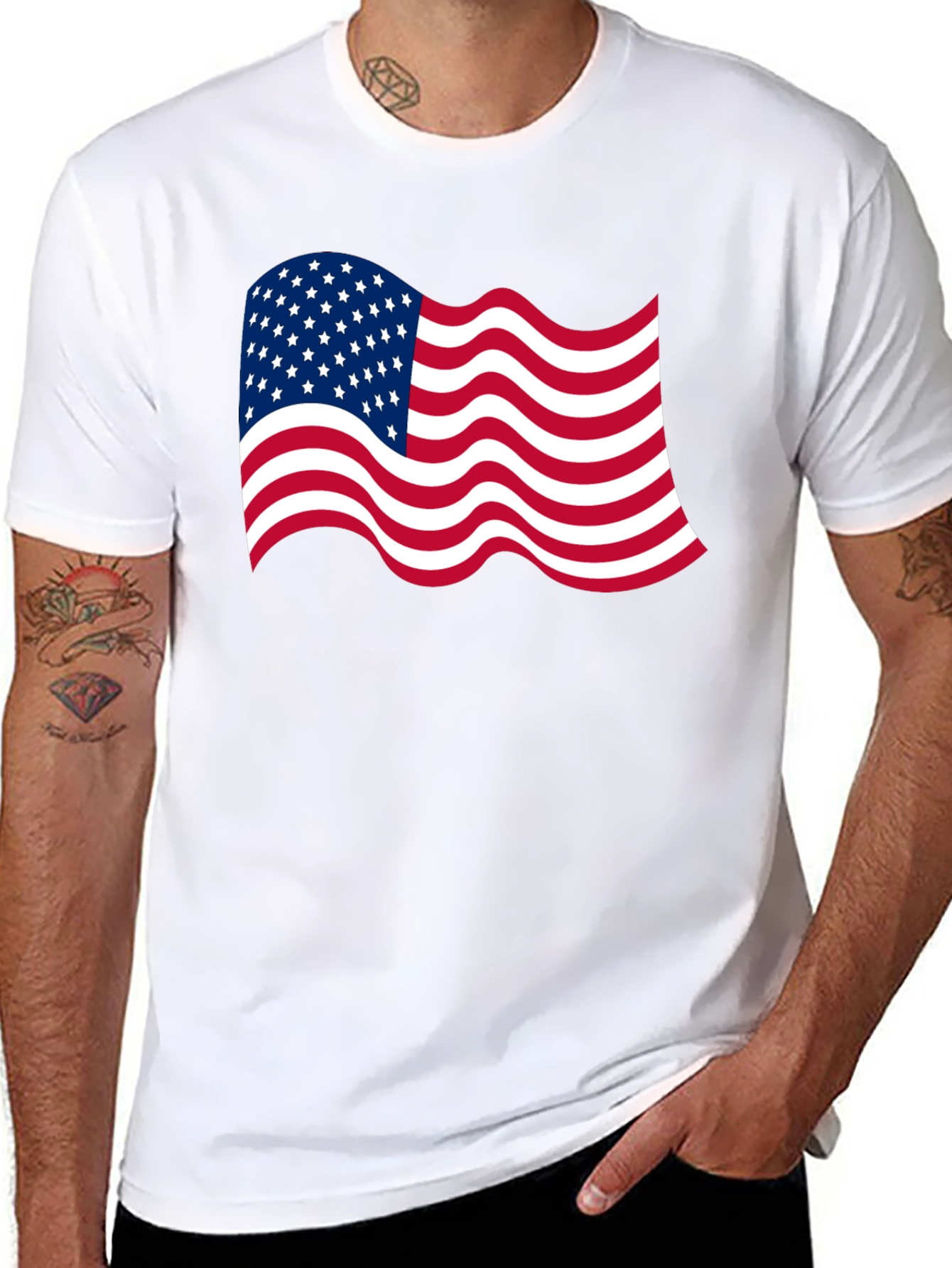American Flag Wavy Graphic Tee