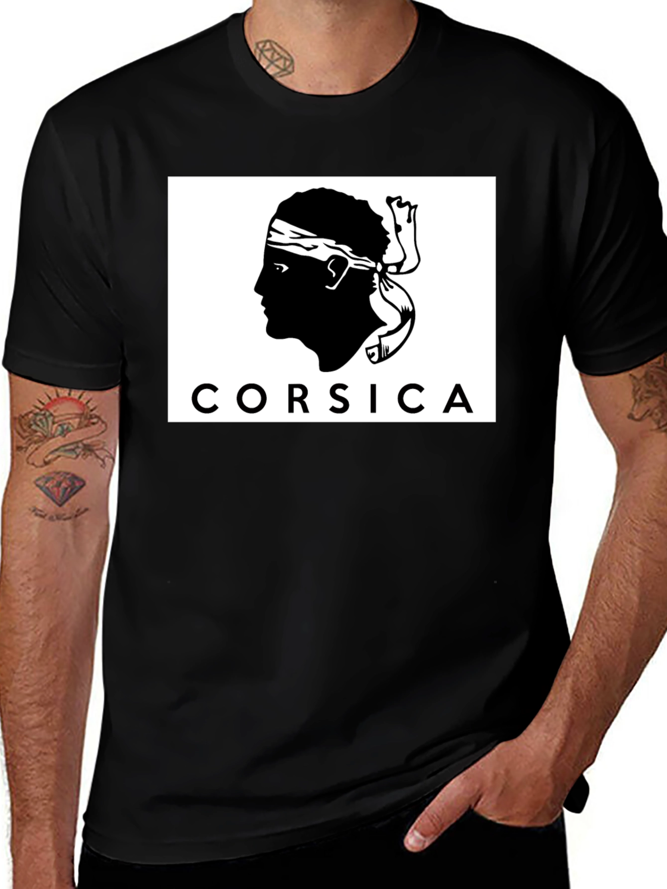 Corsica Silhouette Graphic Black T-Shirt