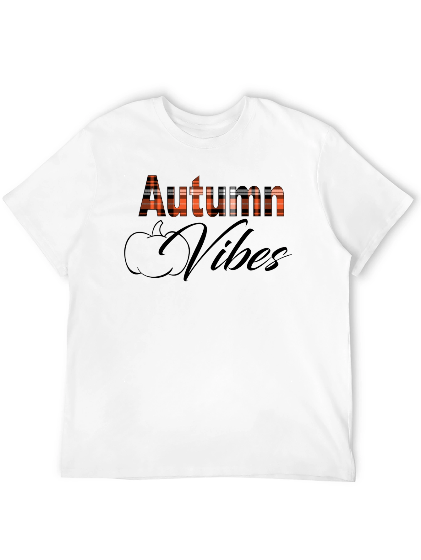 Autumn Vibes Plaid Graphic T-Shirt - Fall Season Tee