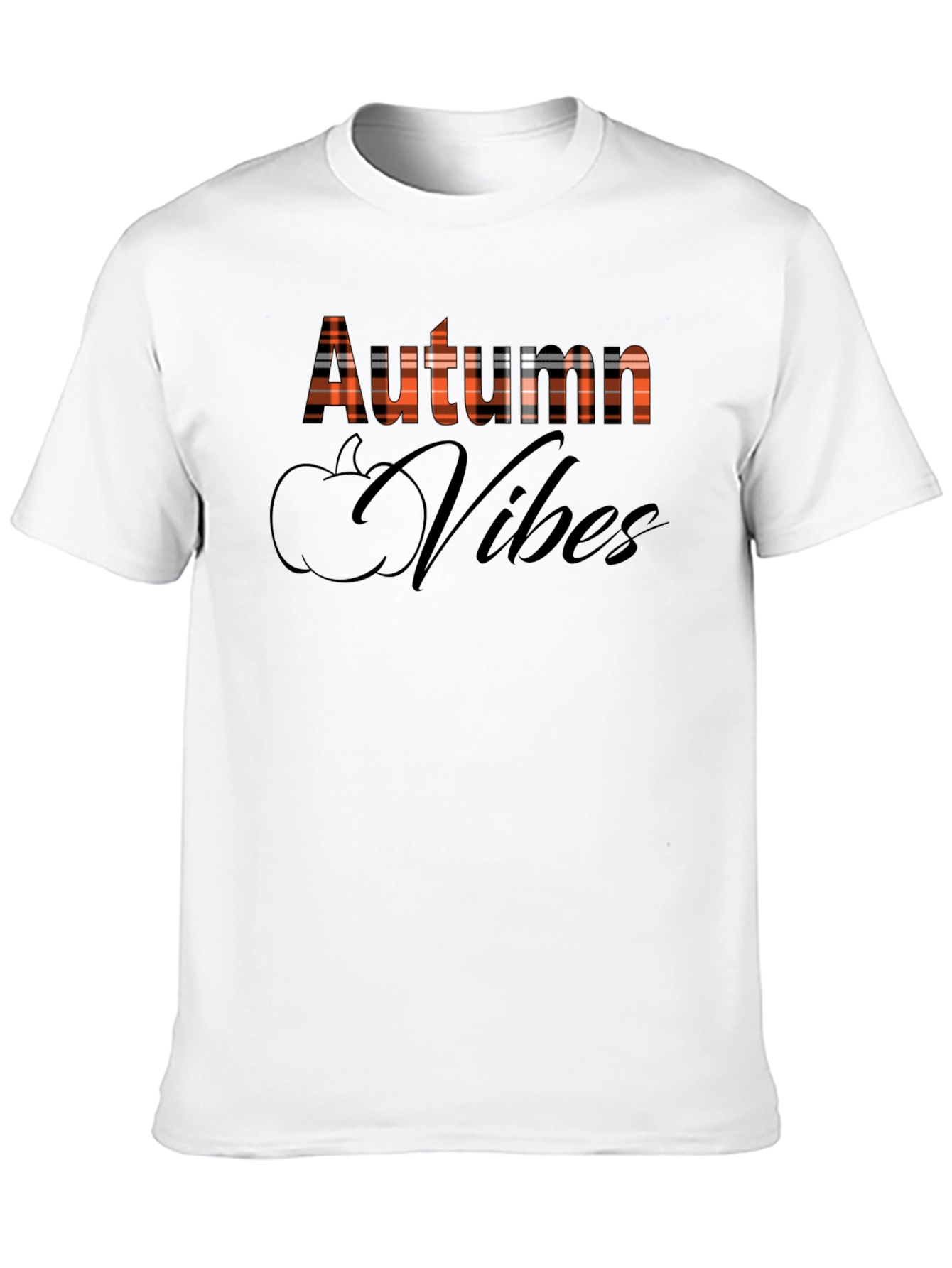 Autumn Vibes Plaid Graphic T-Shirt - Fall Season Tee