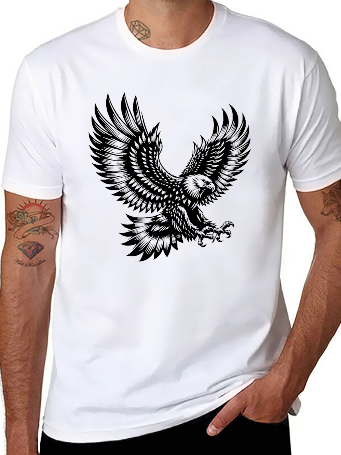 Black Eagle Graphic Tee - Mens Fashion