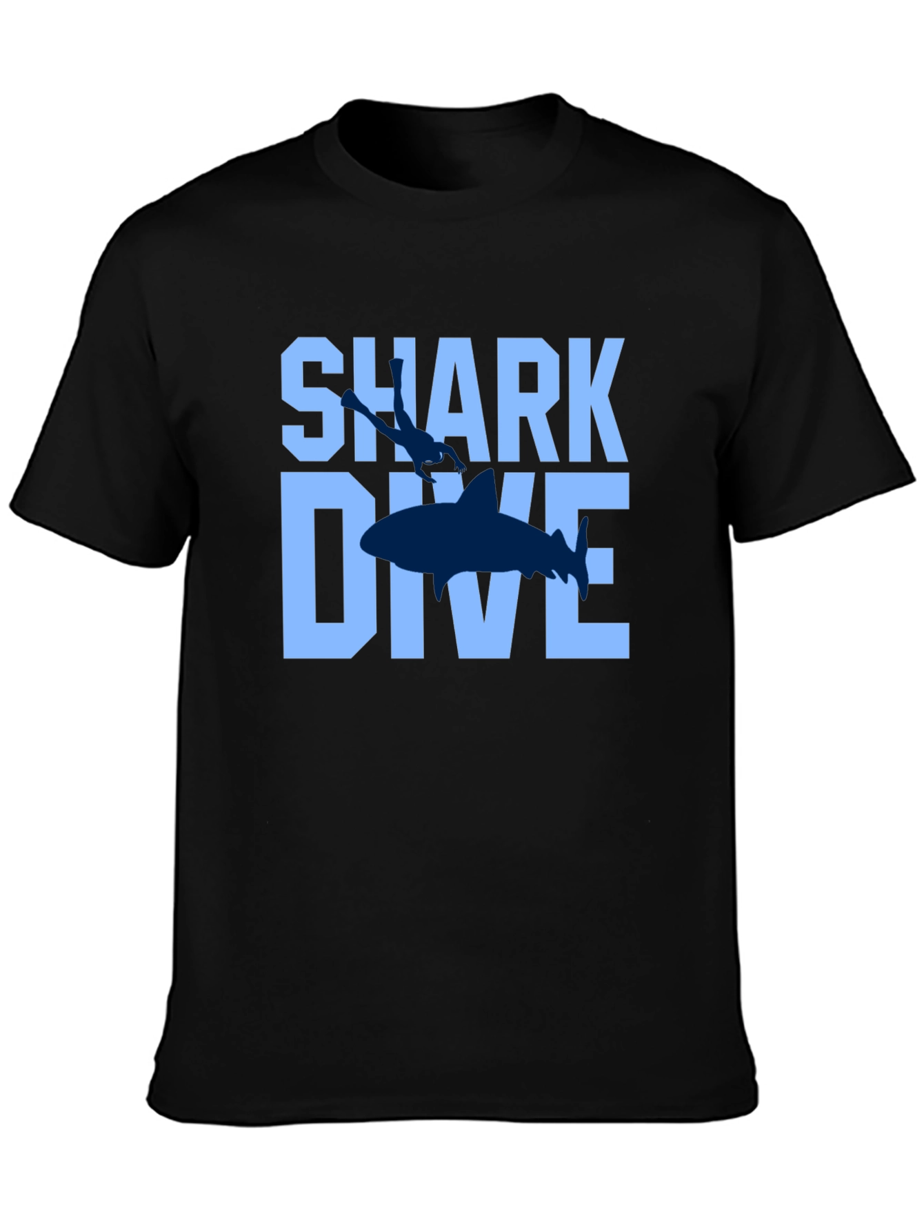 Shark Dive Graphic Print Tee - Black