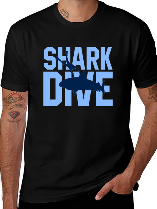 Shark Dive Graphic Print Tee - Black