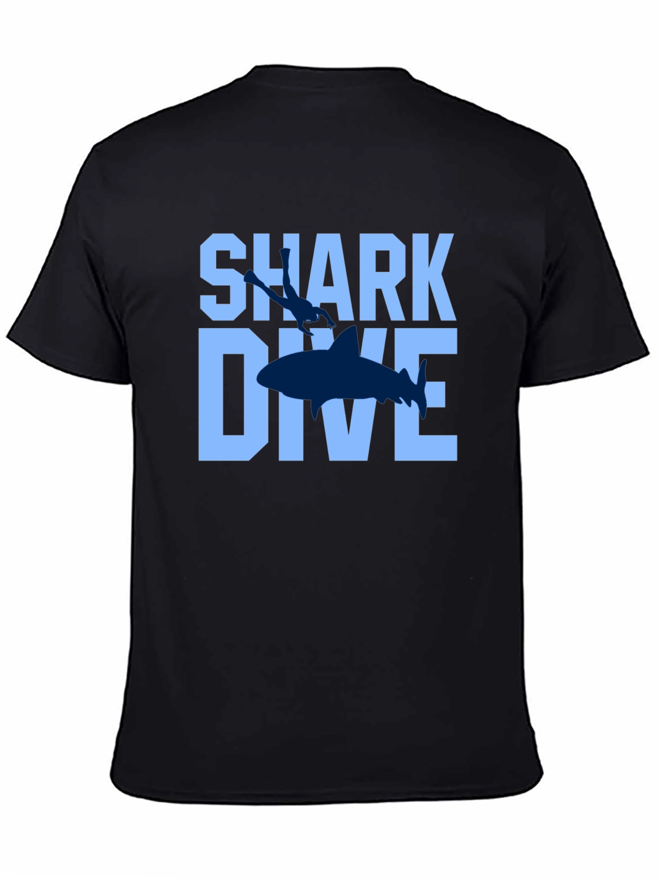 Shark Dive Graphic Print Tee - Black
