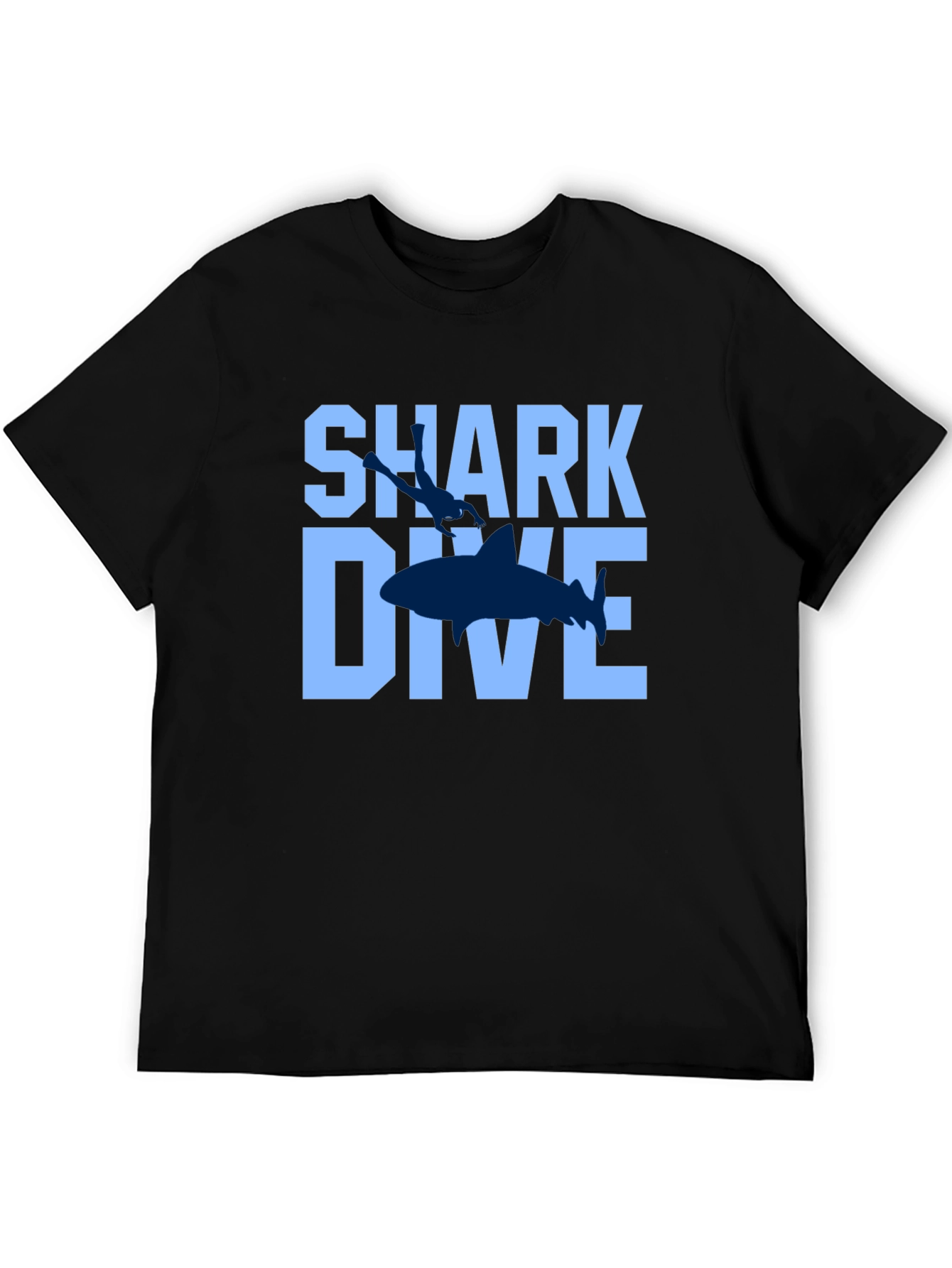 Shark Dive Graphic Print Tee - Black