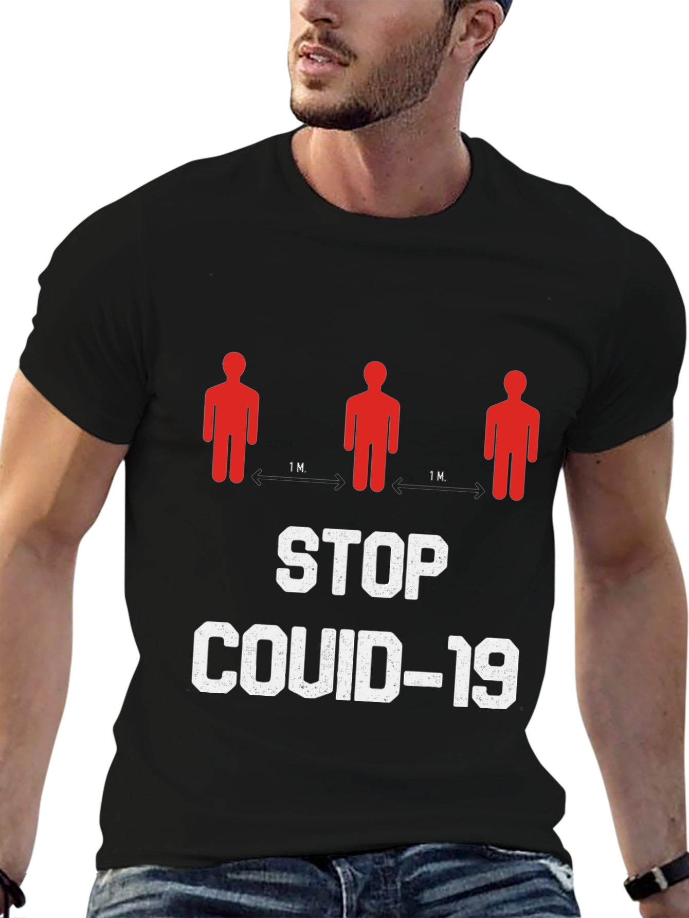 Stop Covid-19 Graphic T-Shirt - Social Distancing Tee