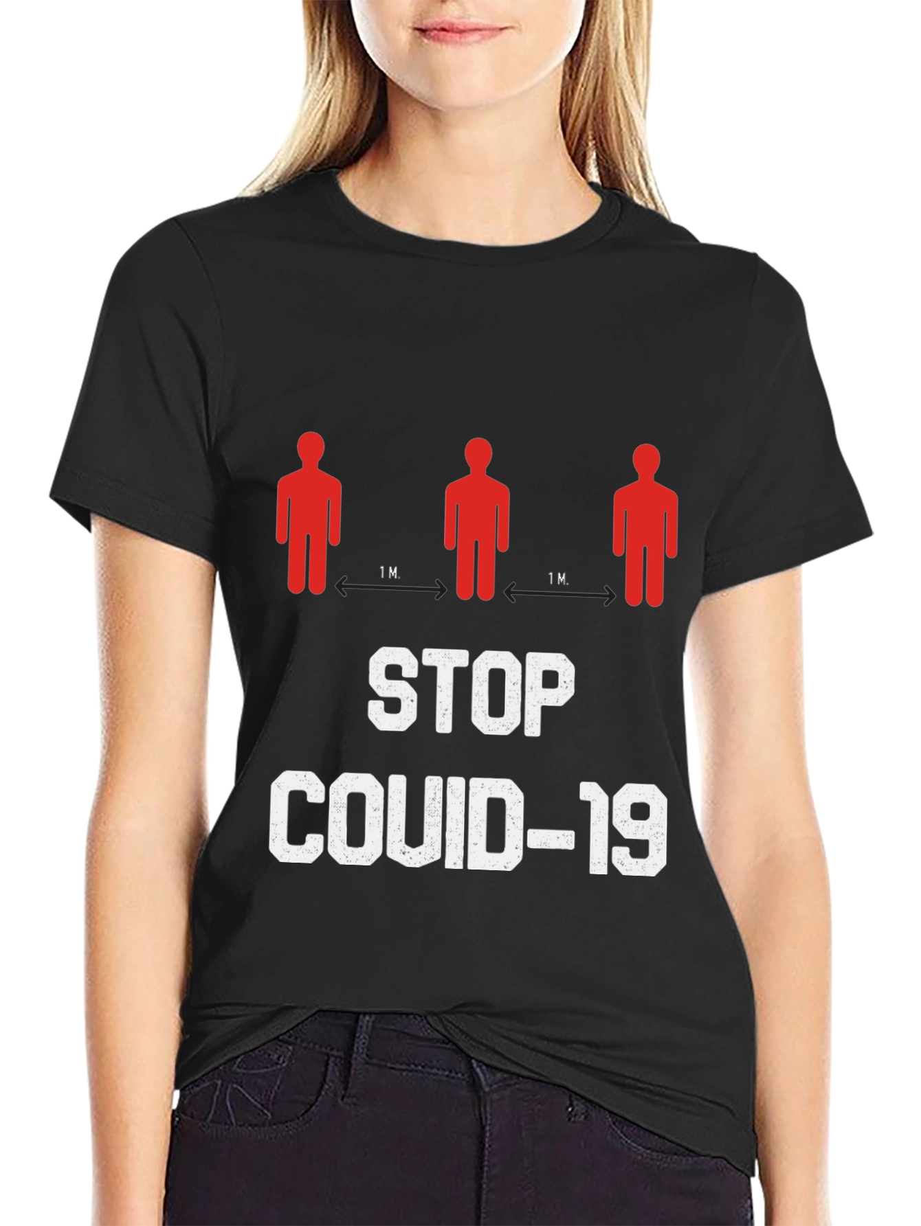 Stop Covid-19 Graphic T-Shirt - Social Distancing Tee
