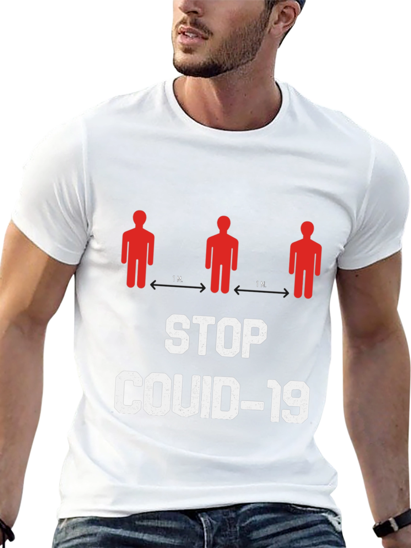 Stop Covid-19 Graphic T-Shirt - Social Distancing Tee