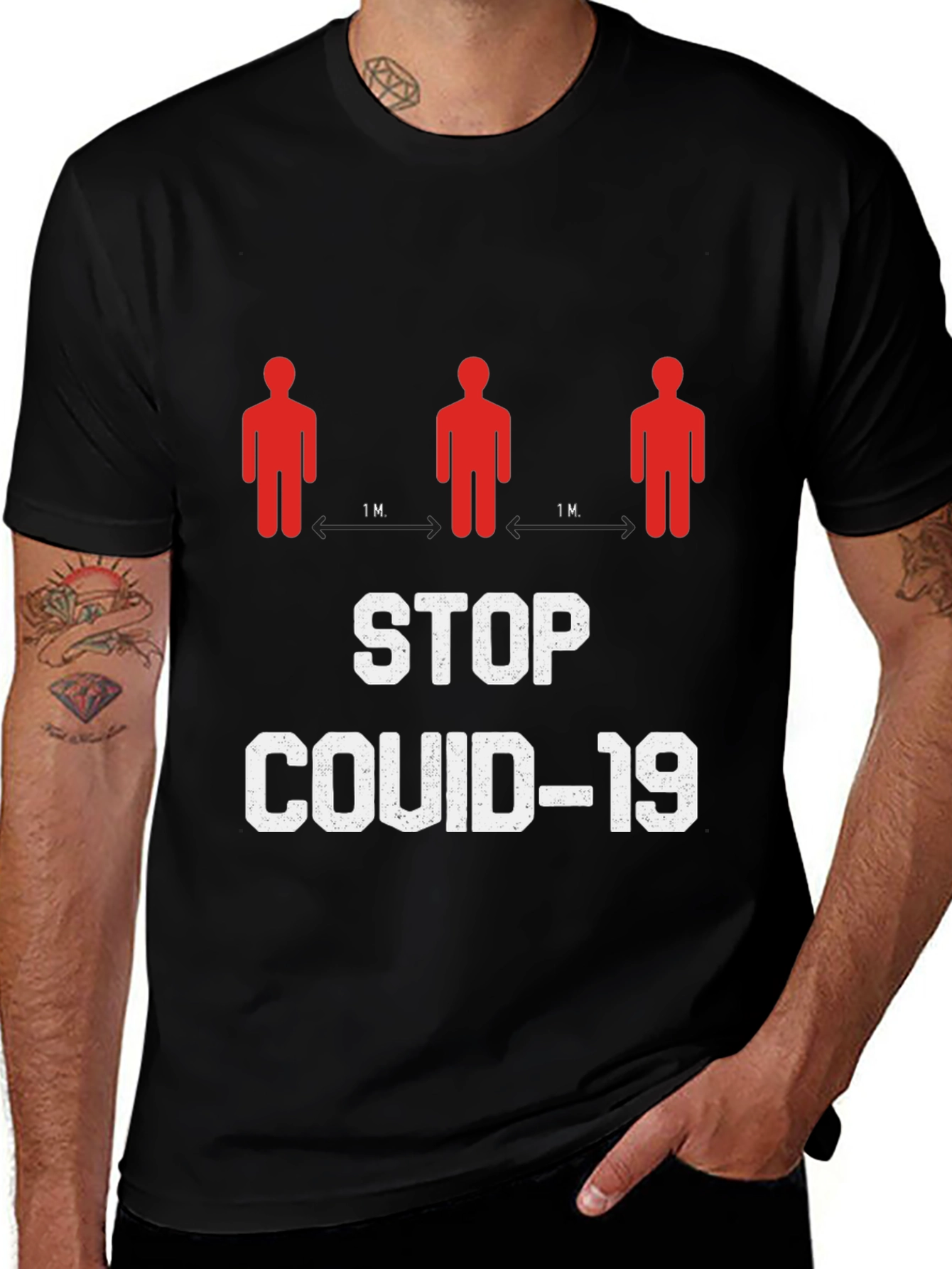 Stop Covid-19 Graphic T-Shirt - Social Distancing Tee