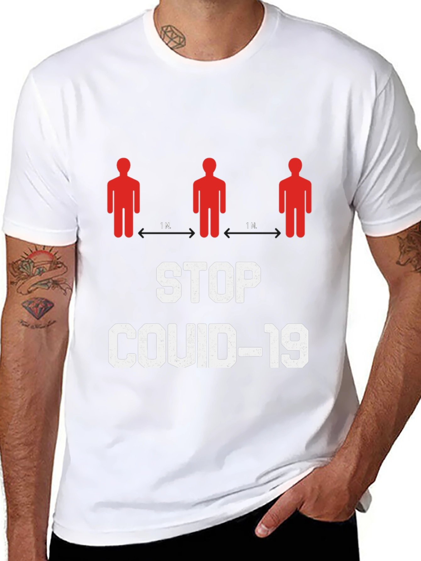 Stop Covid-19 Graphic T-Shirt - Social Distancing Tee