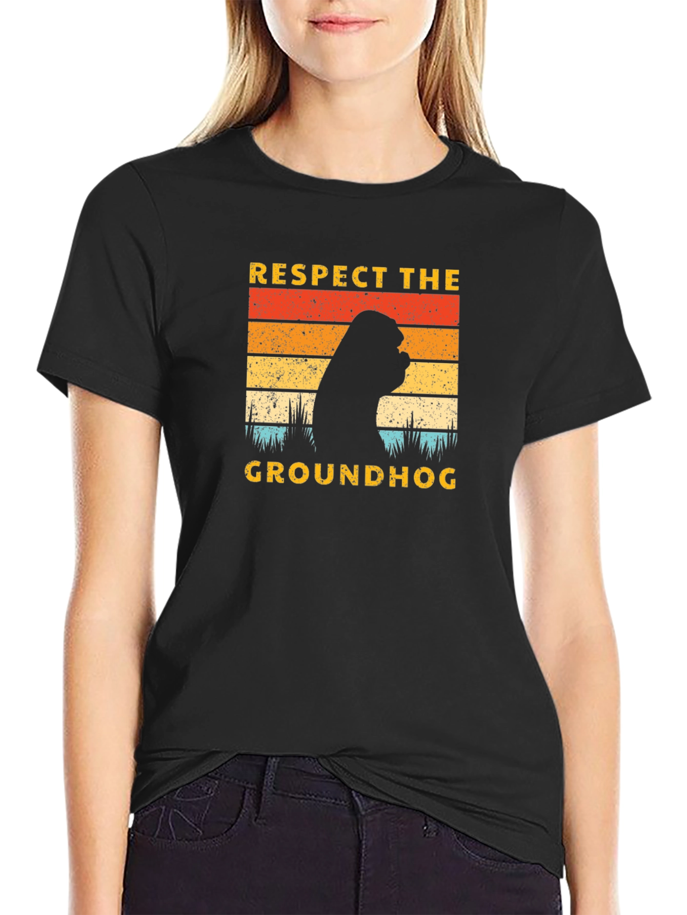 Respect the Groundhog Black Graphic Tee