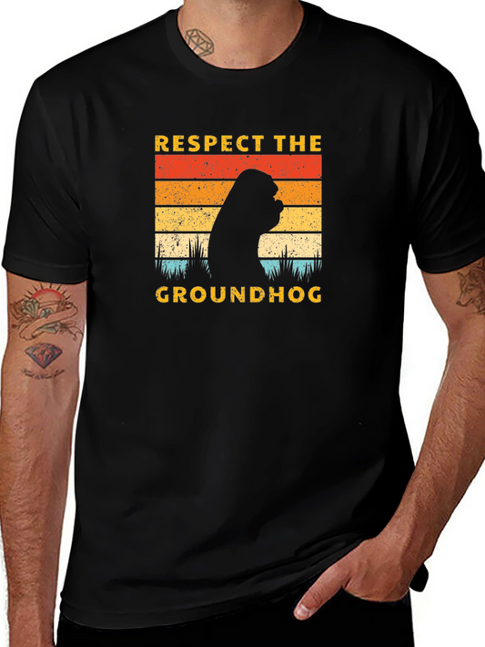 Respect the Groundhog Black Graphic Tee