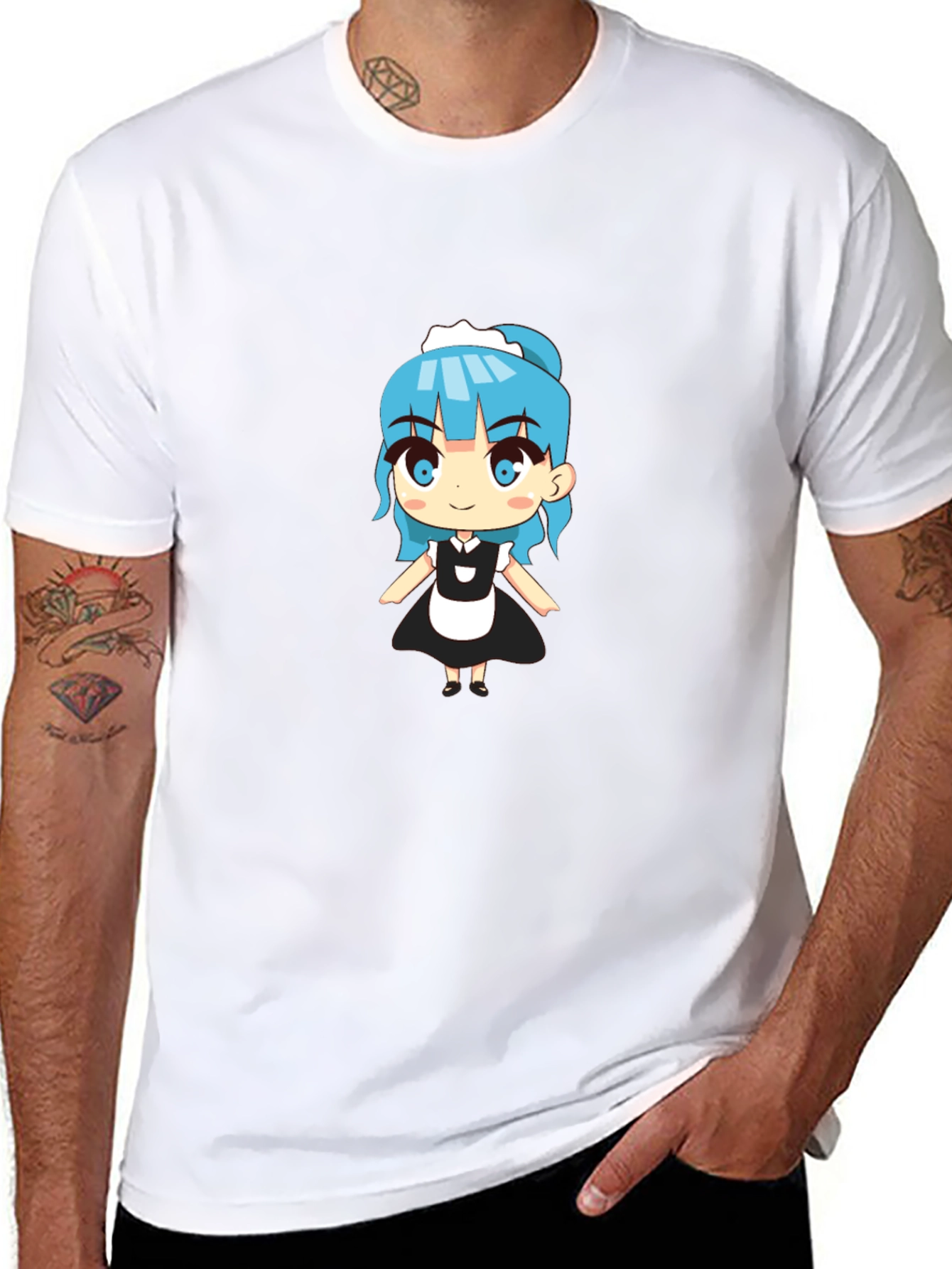 Anime Maid Graphic Black T-Shirt