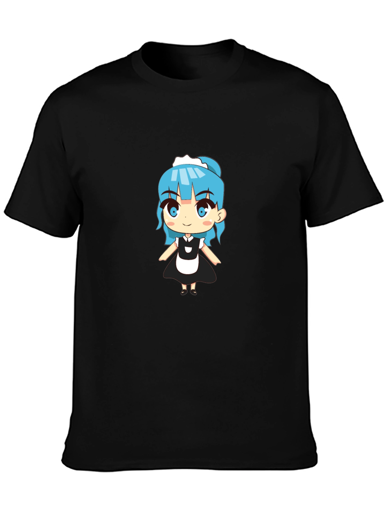 Anime Maid Graphic Black T-Shirt