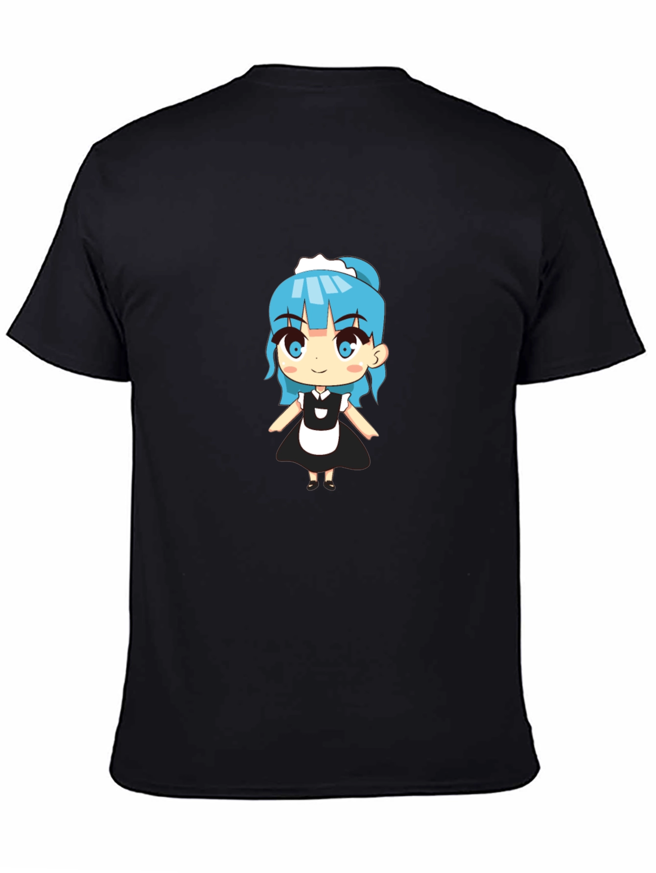 Anime Maid Graphic Black T-Shirt