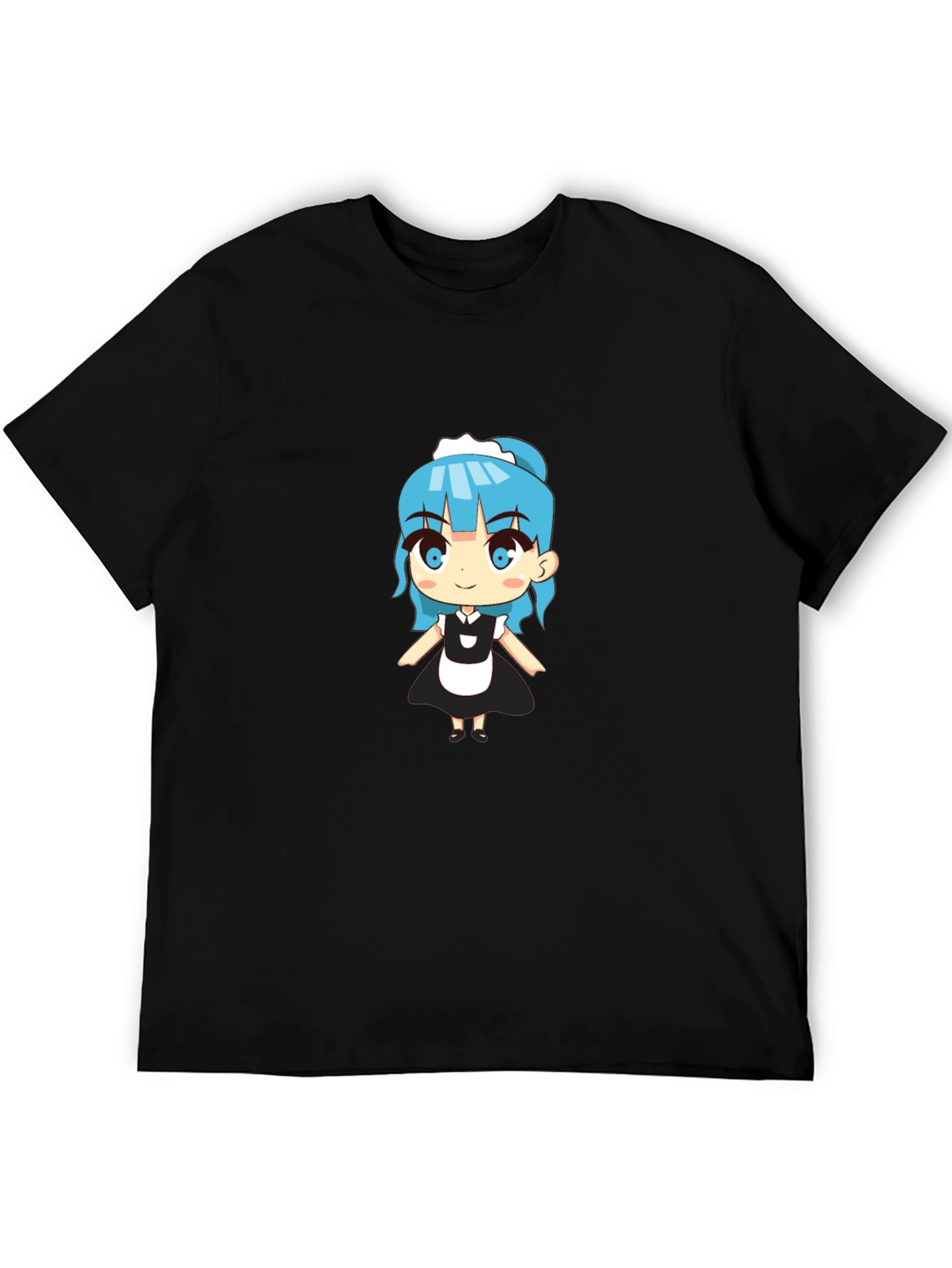 Anime Maid Graphic Black T-Shirt
