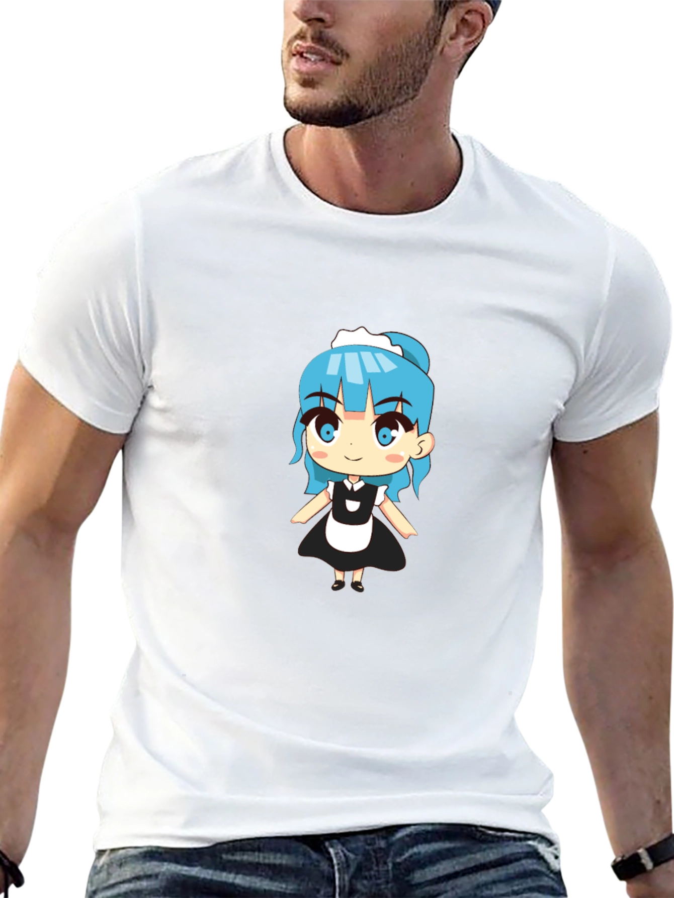Anime Maid Graphic Black T-Shirt