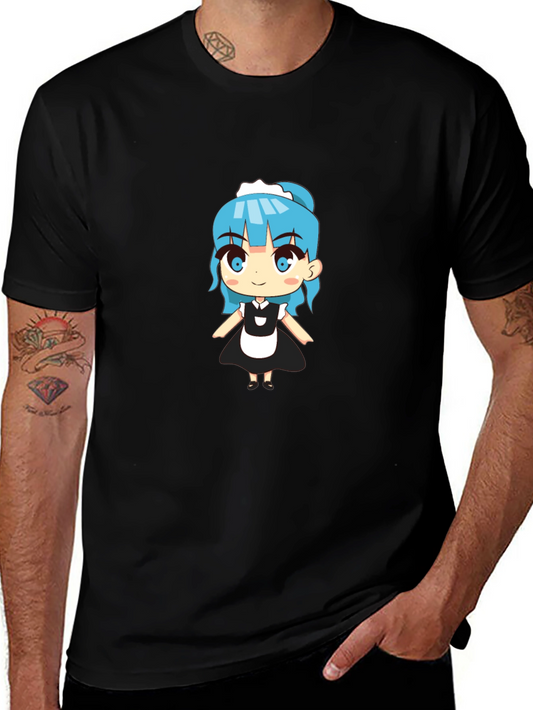 Anime Maid Graphic Black T-Shirt