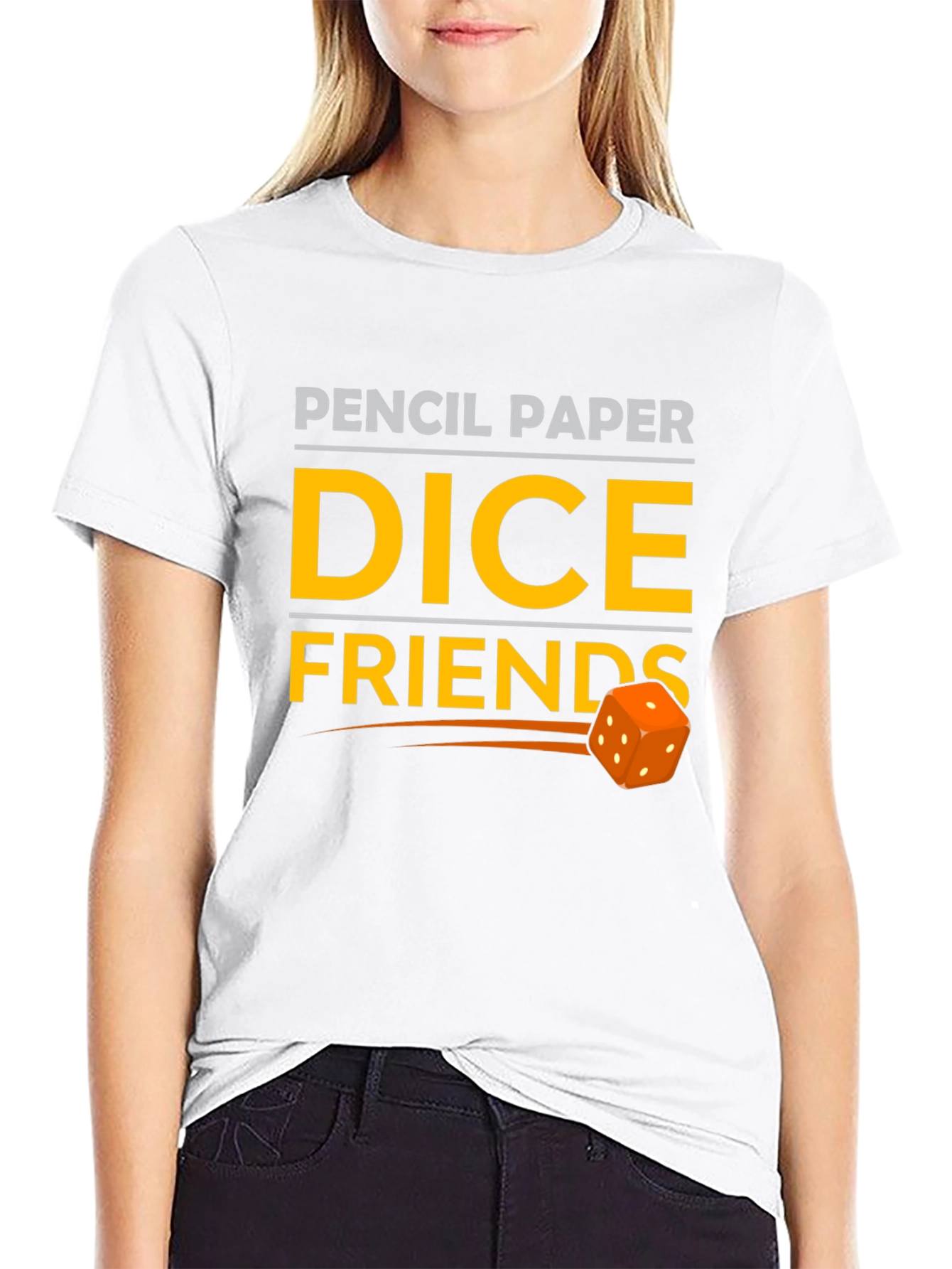 Pencil Paper Dice Friends Black T-Shirt