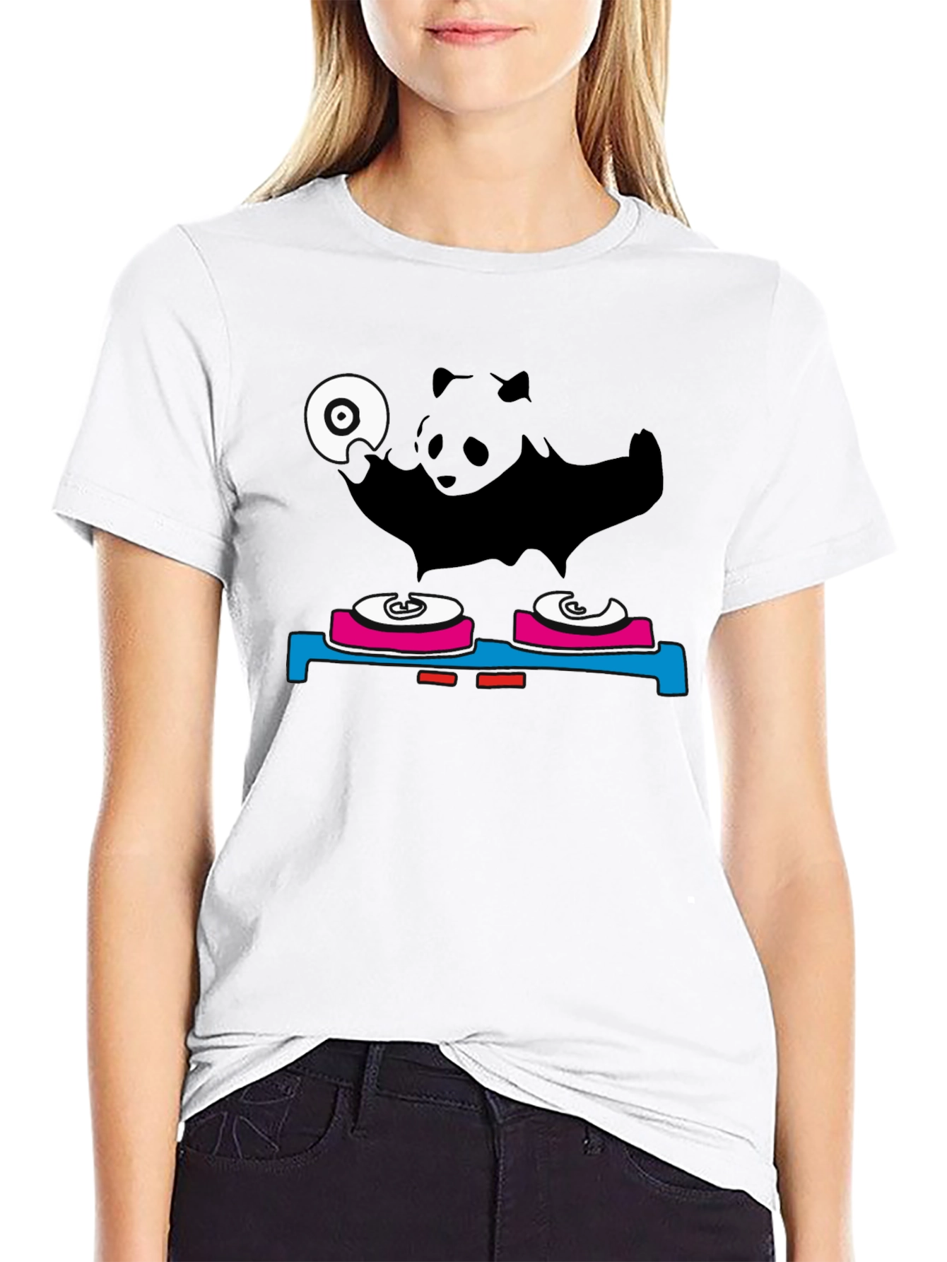 DJ Panda Graphic Tee - Black Cotton Blend