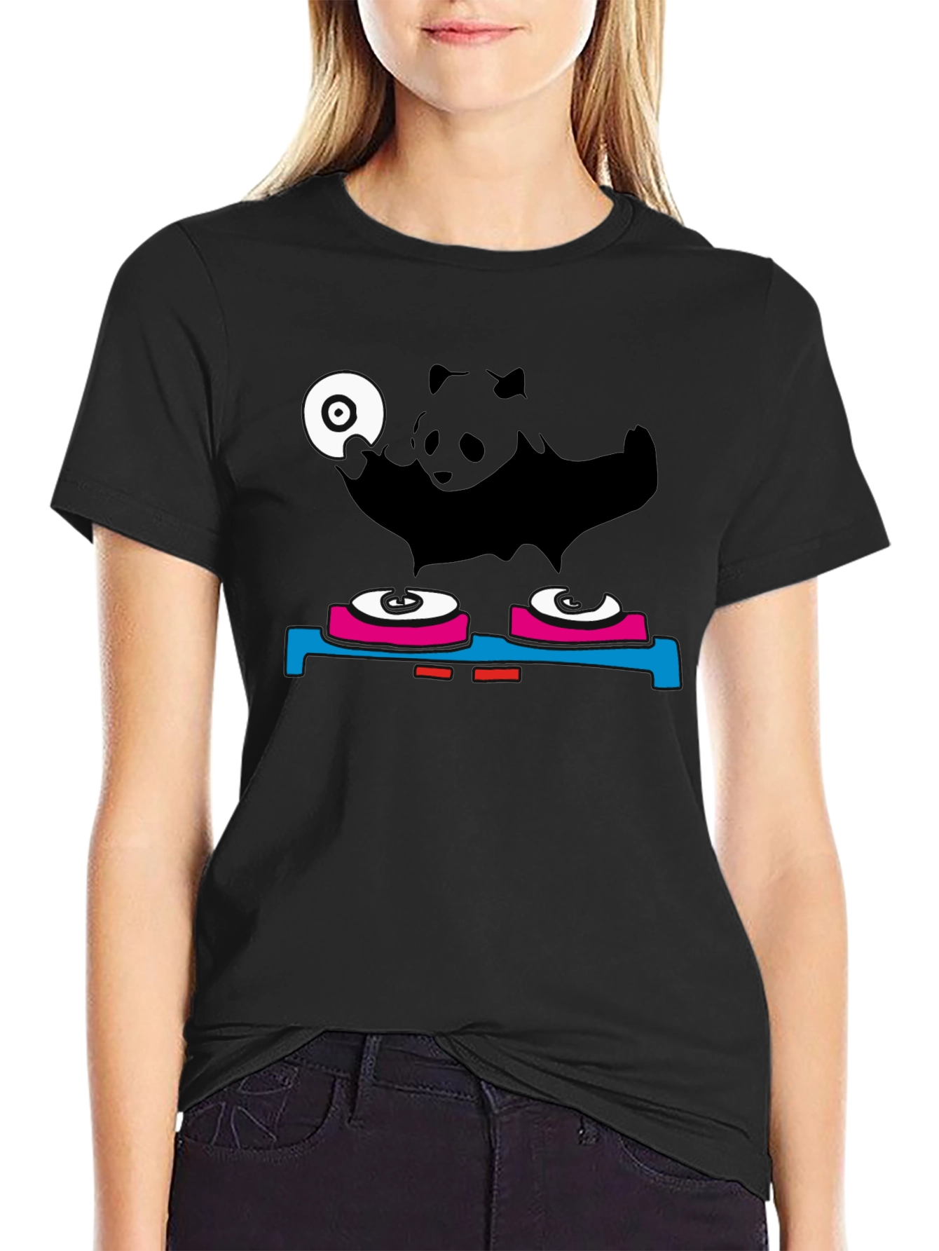 DJ Panda Graphic Tee - Black Cotton Blend