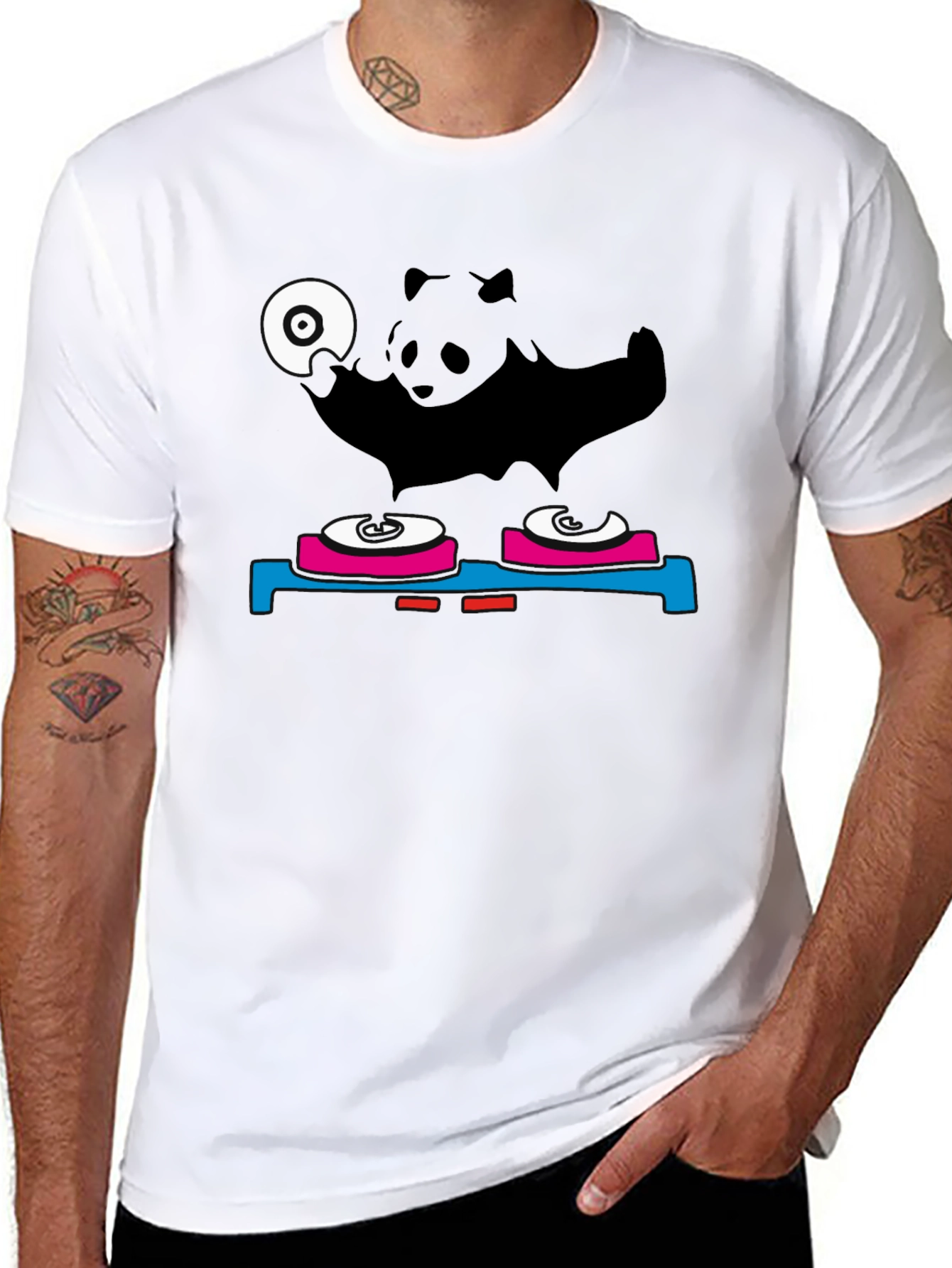 DJ Panda Graphic Tee - Black Cotton Blend