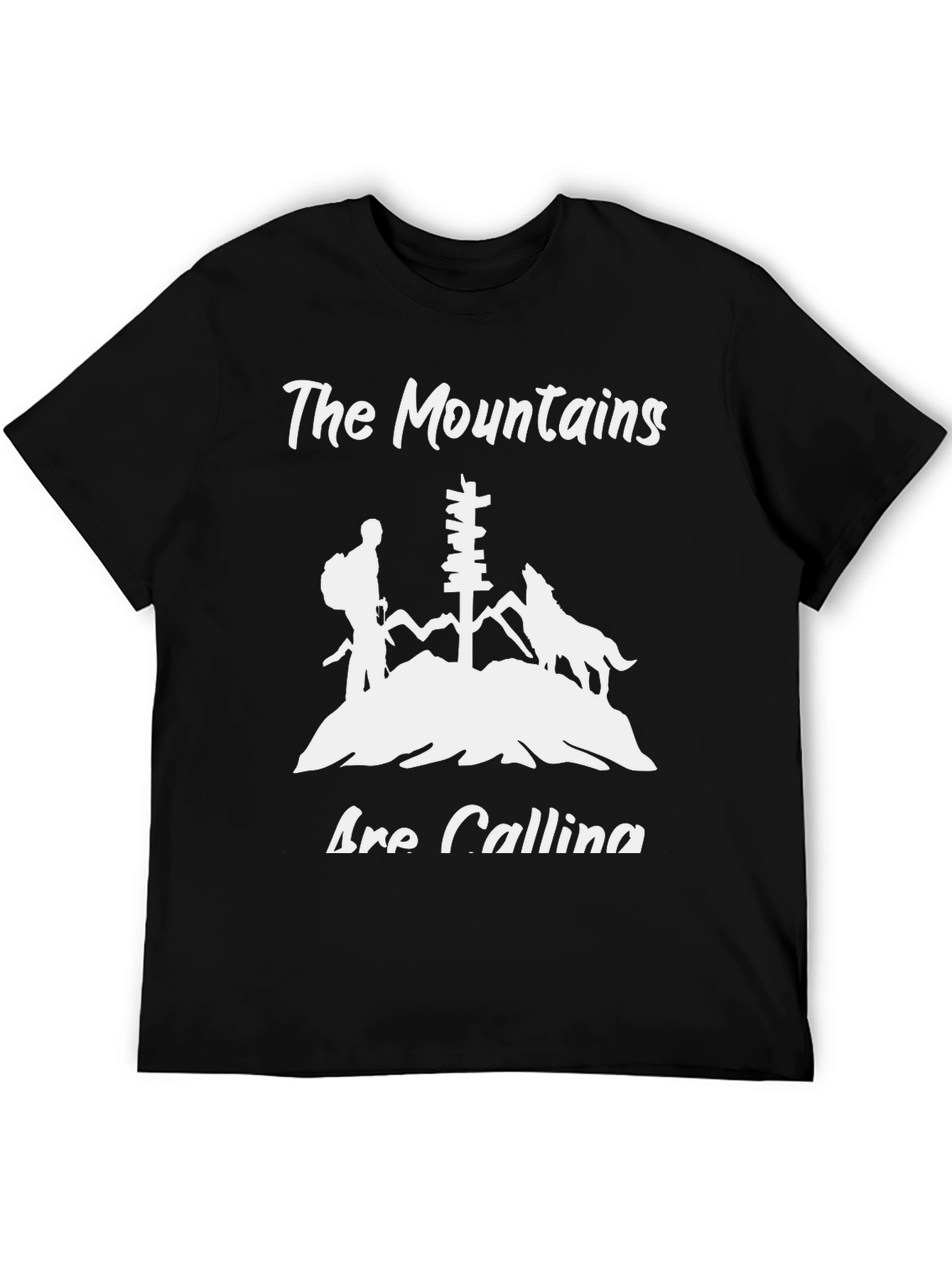 Mountains Are Calling Black Graphic Tee