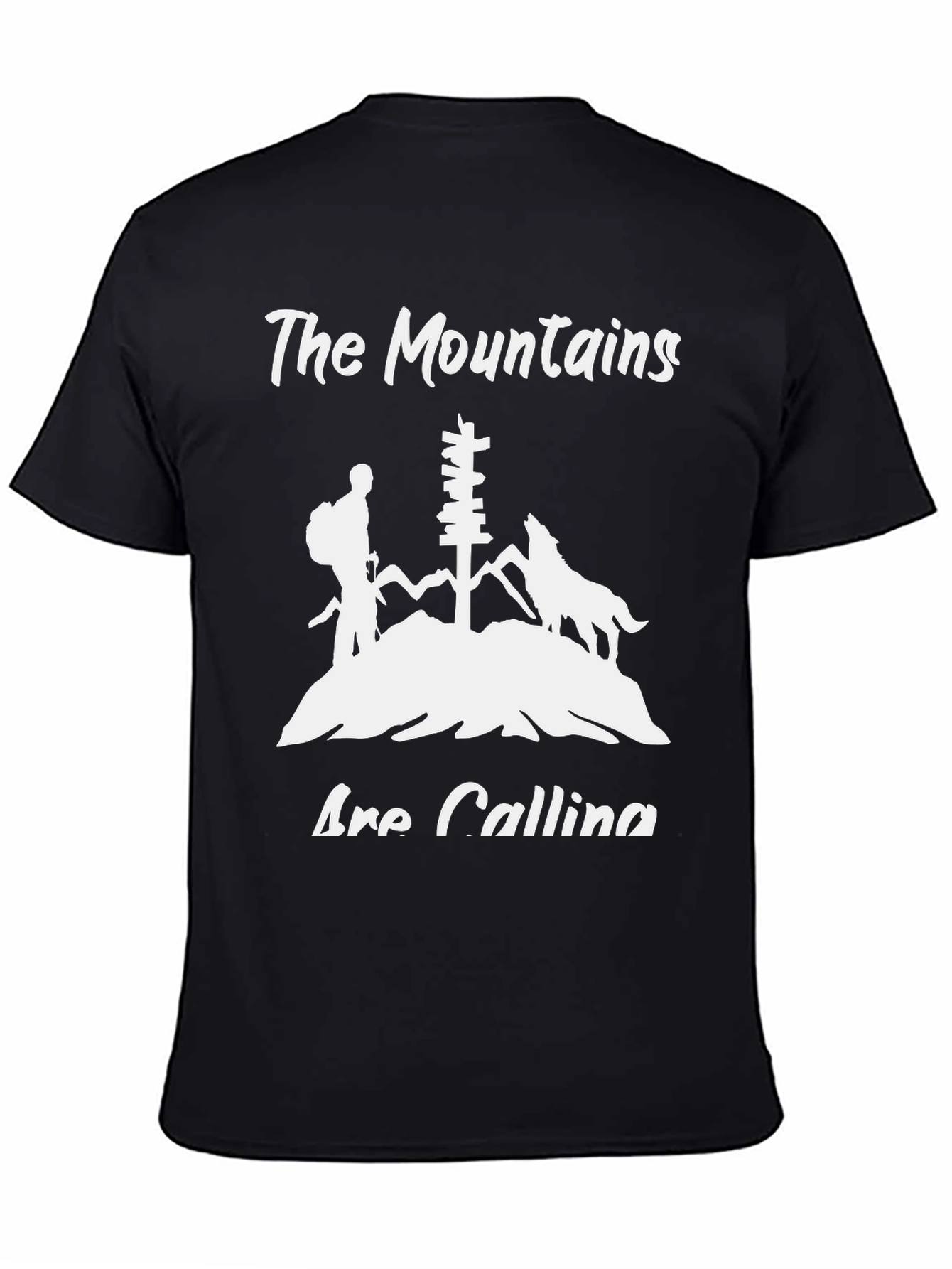 Mountains Are Calling Black Graphic Tee