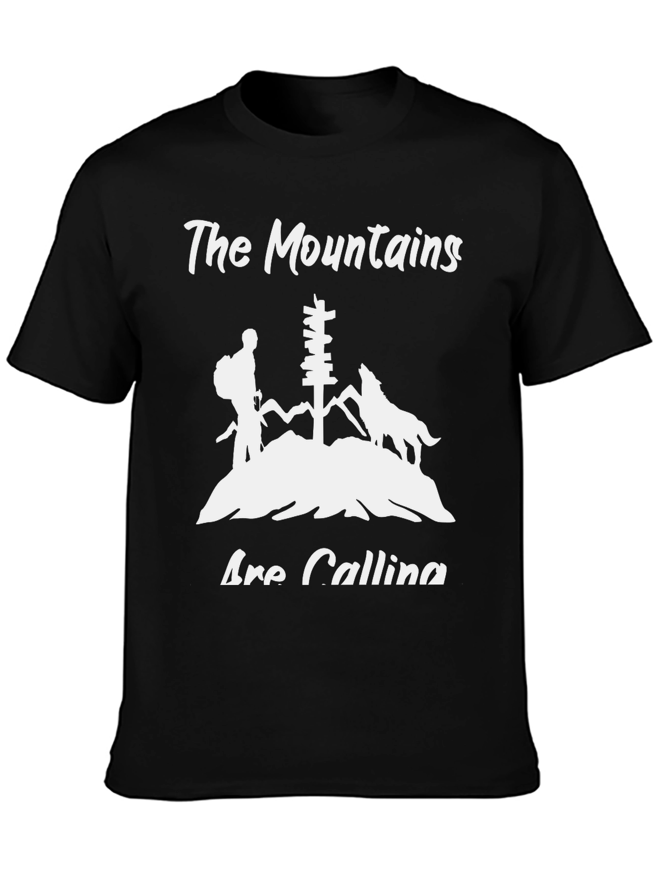 Mountains Are Calling Black Graphic Tee