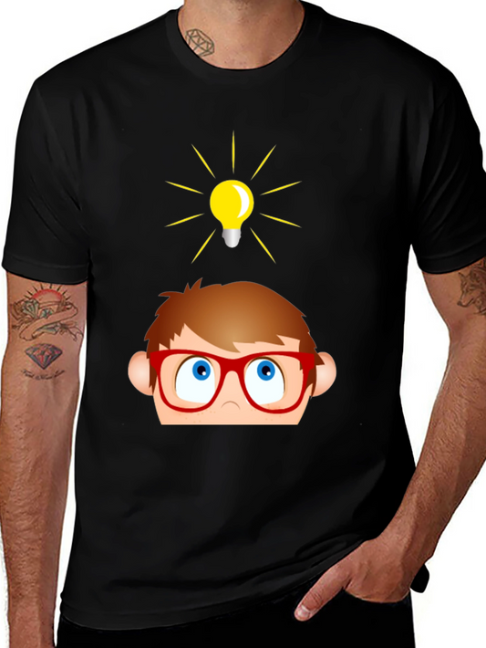 Funny Cartoon Idea Light Bulb Graphic T-Shirt