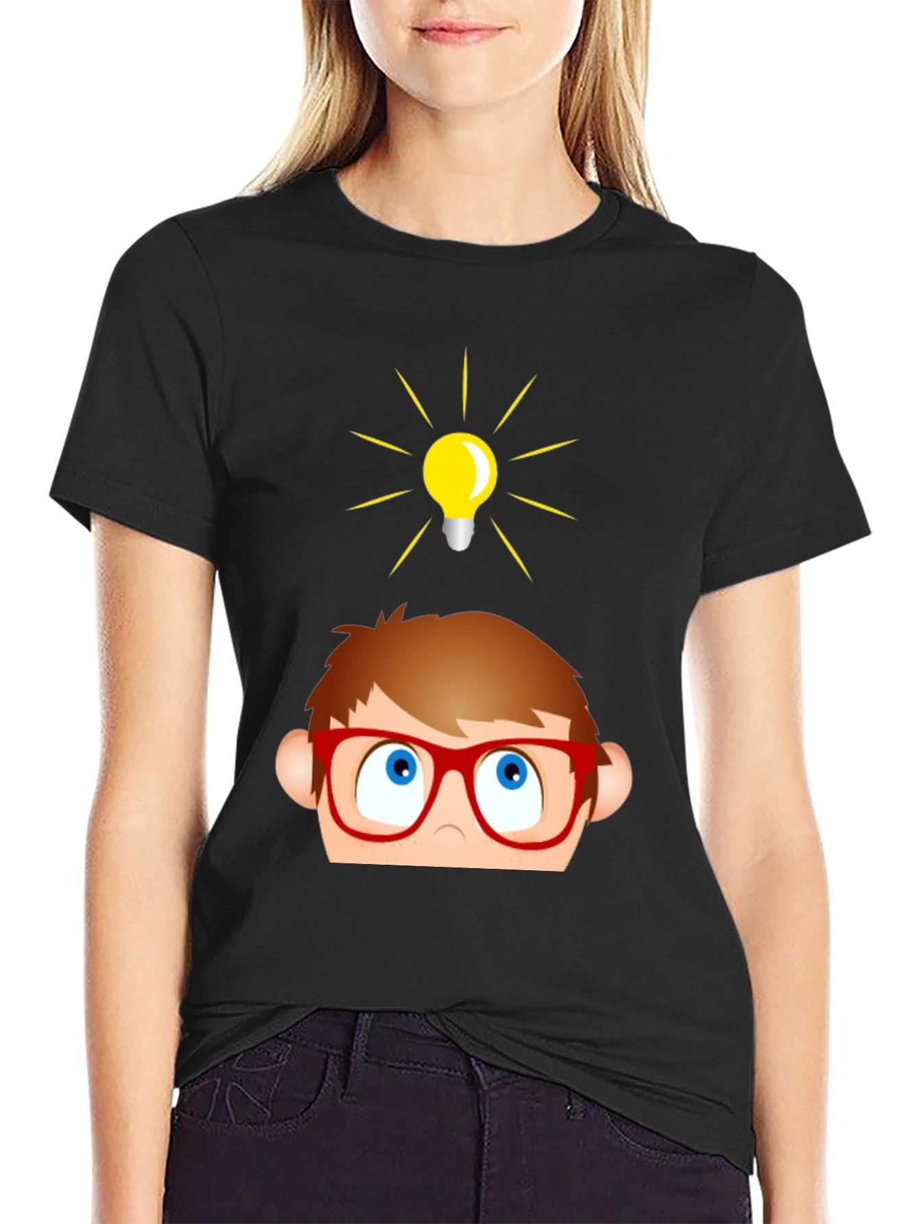 Funny Cartoon Idea Light Bulb Graphic T-Shirt