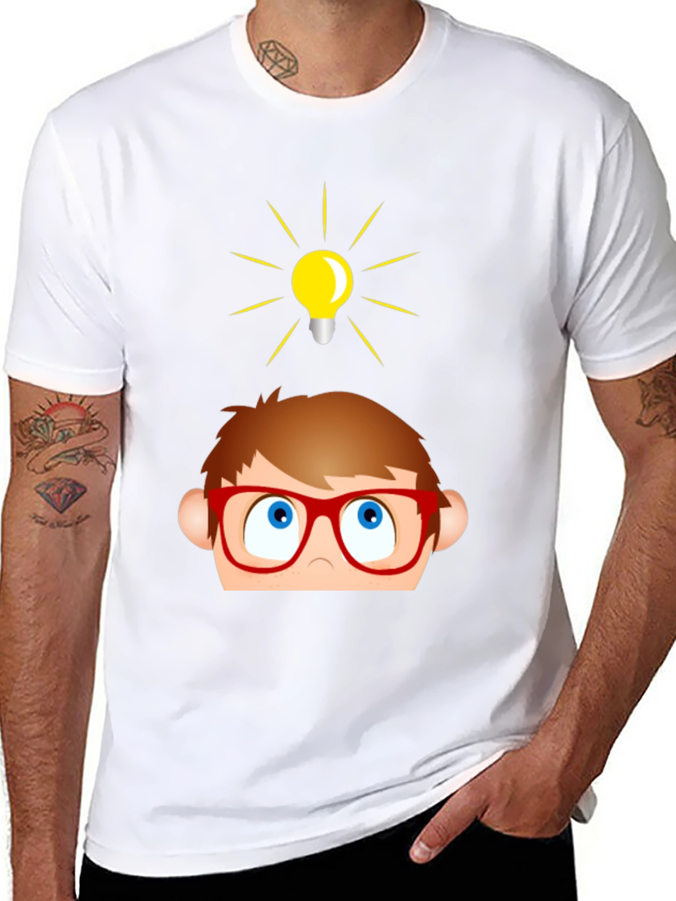 Funny Cartoon Idea Light Bulb Graphic T-Shirt