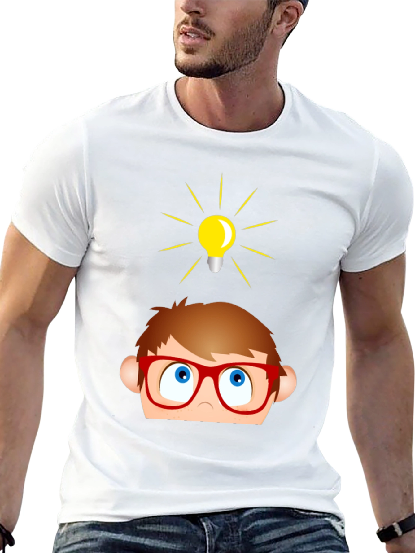 Funny Cartoon Idea Light Bulb Graphic T-Shirt